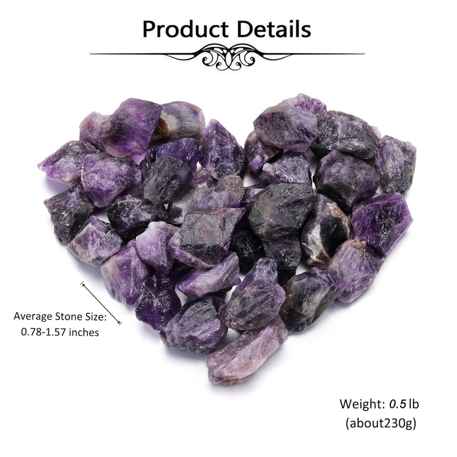 Crystal Allies Materials: 1lb Bulk Rough Amethyst Quartz Stones from Madagascar - Large 1" Raw Natural Crystals for Cabbing, Cutting, Lapidary, Tumbling, and Polishing