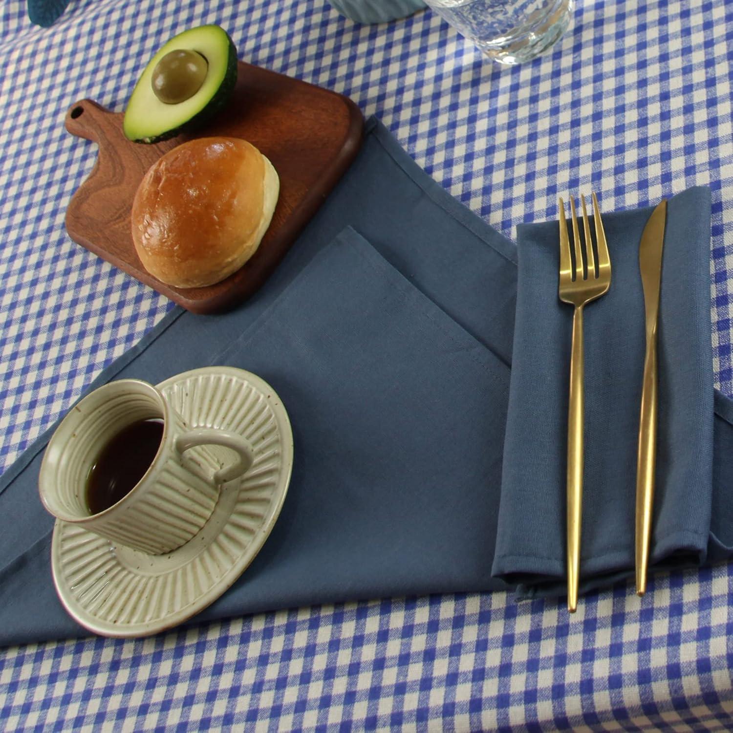 Solid Color Linen Cotton Thin Dinner Cloth Napkins Set of 12 (40 x 40 cm) for Events & Home Use