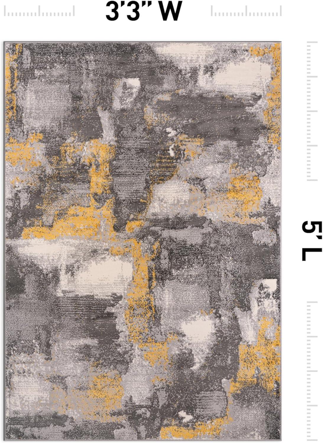 World Rug Gallery Brighton Modern Abstract Area Rug - Yellow 3'3"x5'