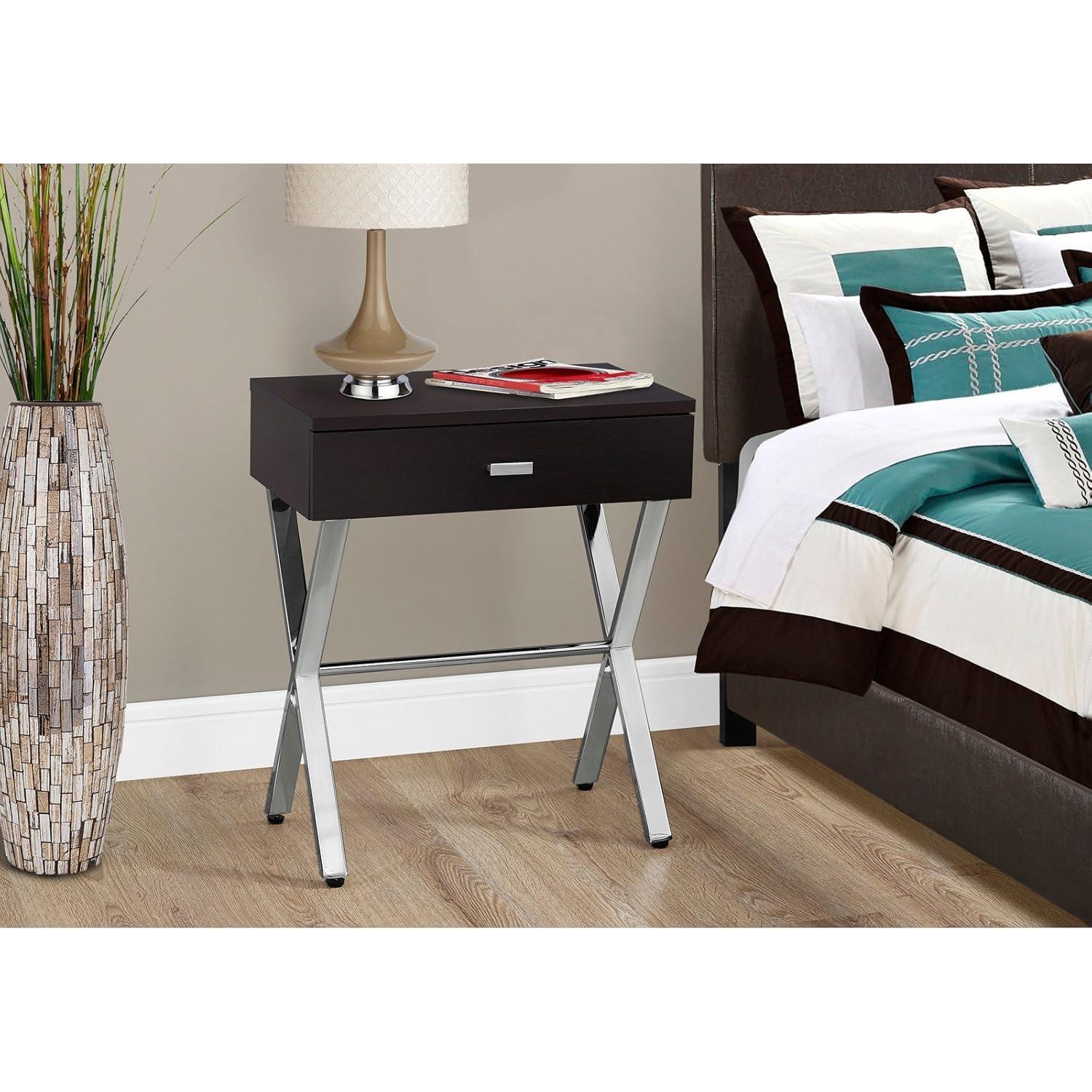Monarch Specialties Accent Table, Side, End, Nightstand, Lamp, Bedroom, Glossy White Laminate