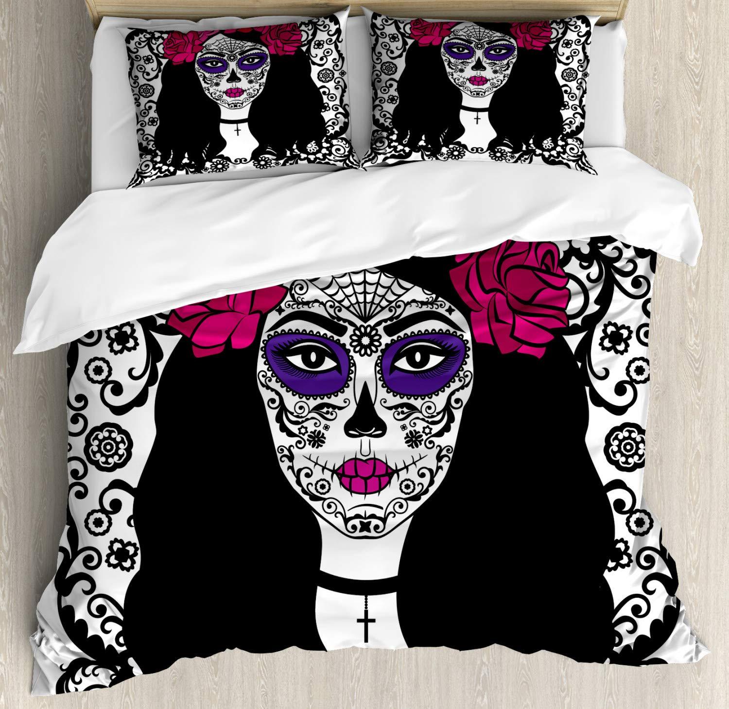 Ambesonne Sugar Skull Modern & Contemporary Duvet Cover
