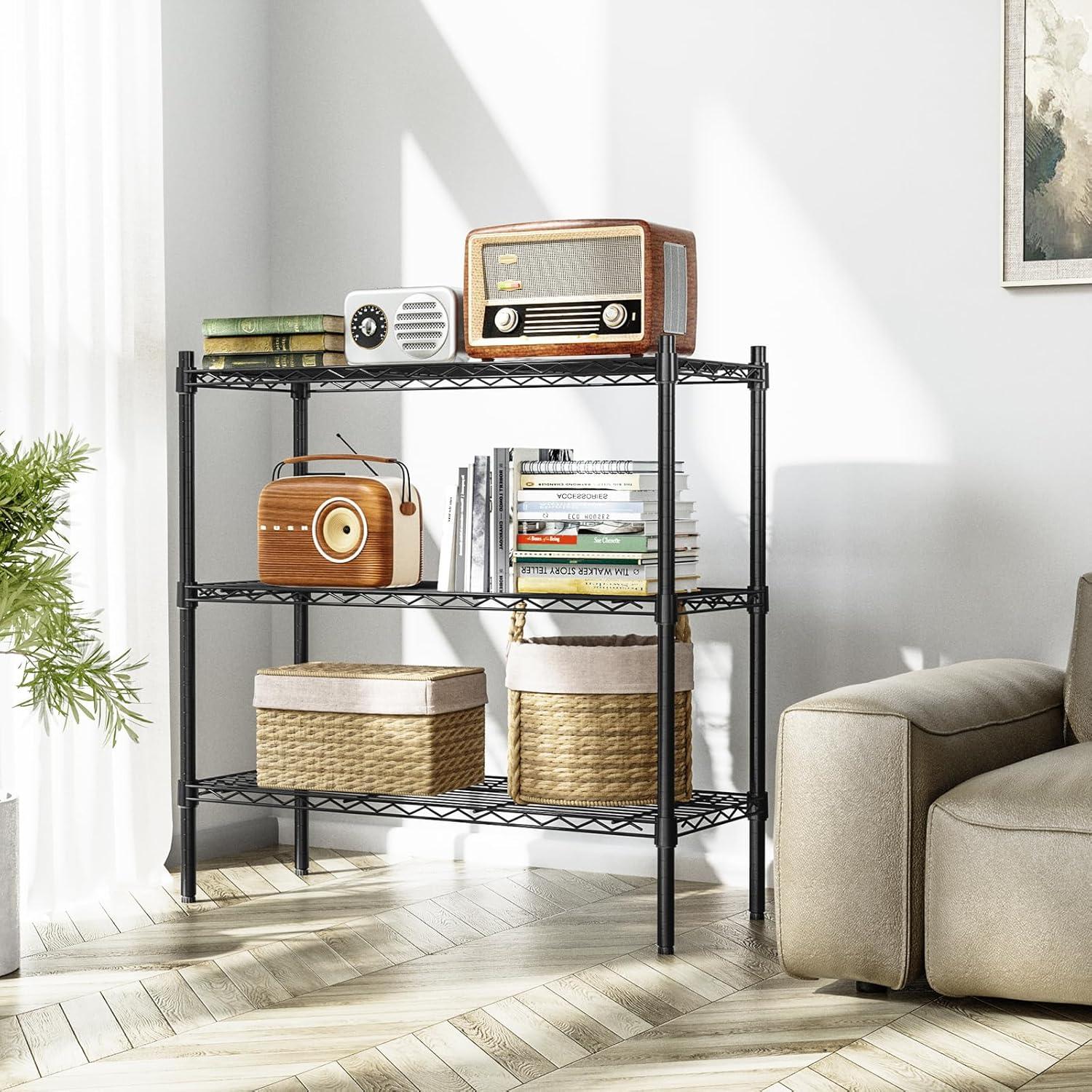 4-Tier Metal Storage Shelving, Adjustable Shelves Unit Heavy Duty Standing Shelf Organizer for Kitchen, Closet, Pantry, Garage, Bathroom, Laundry