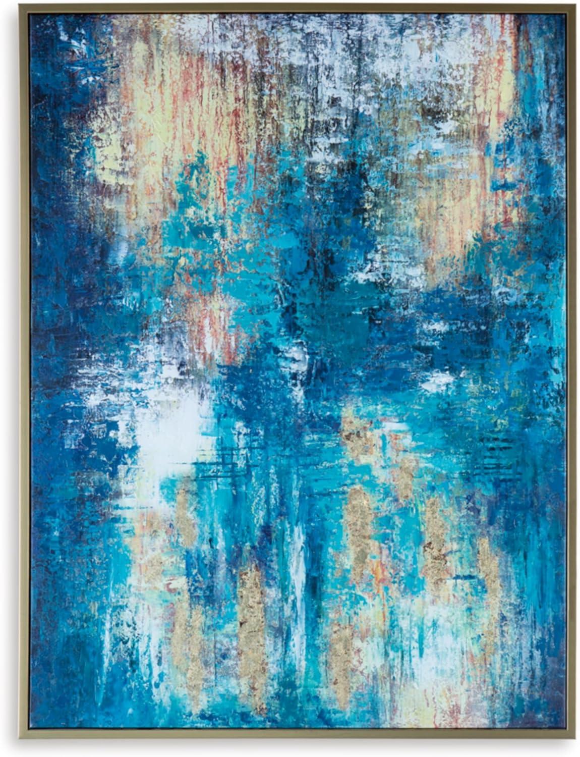 Scarlite 35" Abstract Canvas Wall Art with Gold Accents