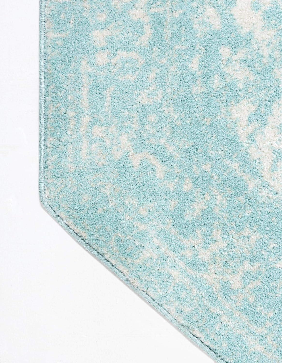 Unique Loom Richmond Collection Area Rug - Medallion (5' 3" Octagon Aqua/Ivory)