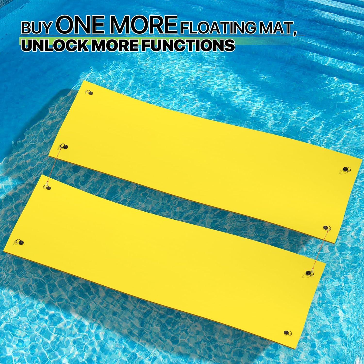 Bring Home Furniture 18x6 ft Floating Mat 10ft Bungee & Storage Straps 1500lb Capacity UV-Resistant XPE Foam Hi-Vis Safety​​