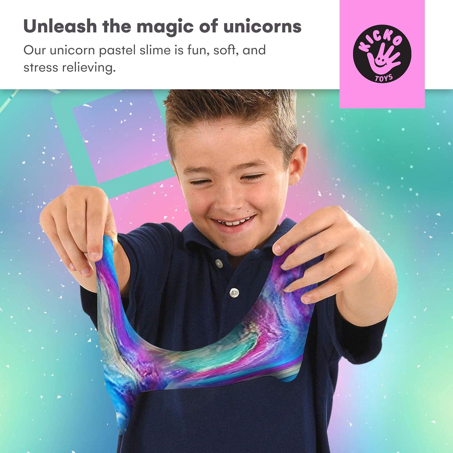 Kicko Marbled Unicorn Color Slime - 6 Pack Multicolor Galaxy Slime Kit for Sensory Play, Stress Relief, and Education