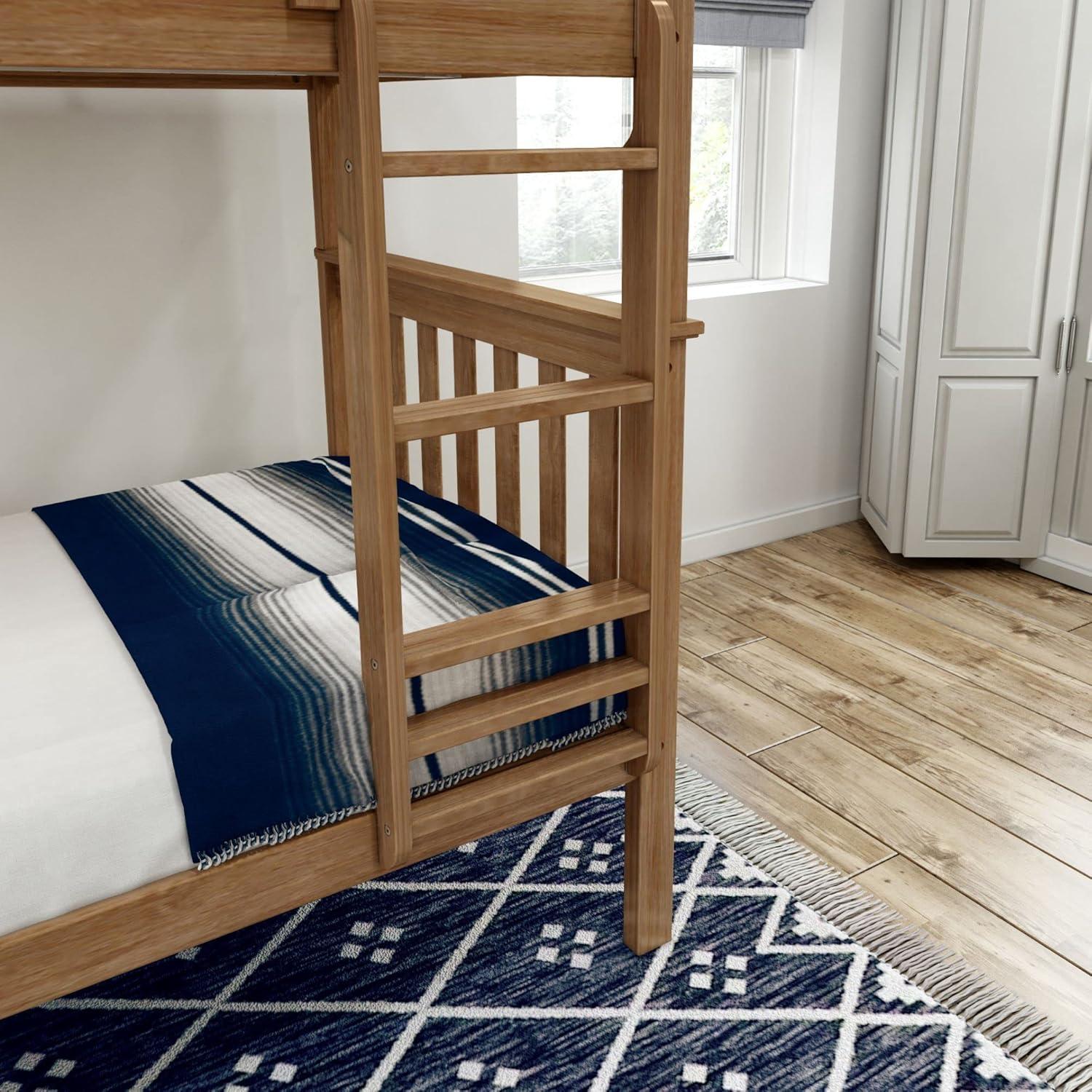 Plank+Beam Solid Wood Twin over Twin Bunk Bed with Ladder for Adults, No Box Spring Needed