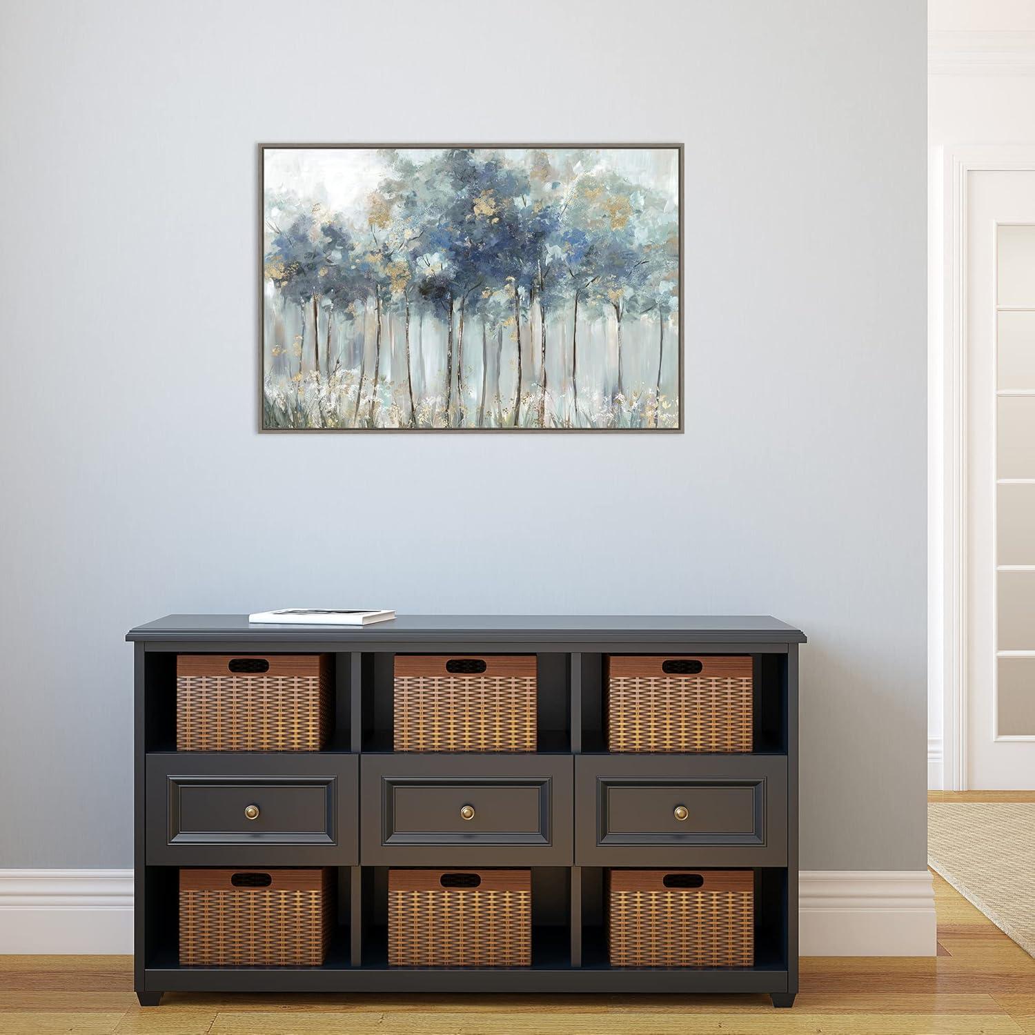 Amanti Art 33" x 23" Blue and Gold Forest by Allison Pearce Framed Canvas Wall Art Print : Canvas Print, Modern Home Decor