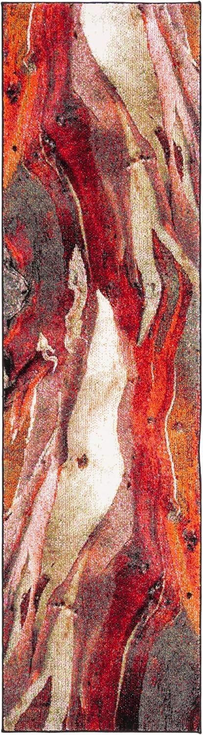 Glacier GLA126 Power Loomed Indoor Runner - Red/Multi - 2'3"x10' - Safavieh