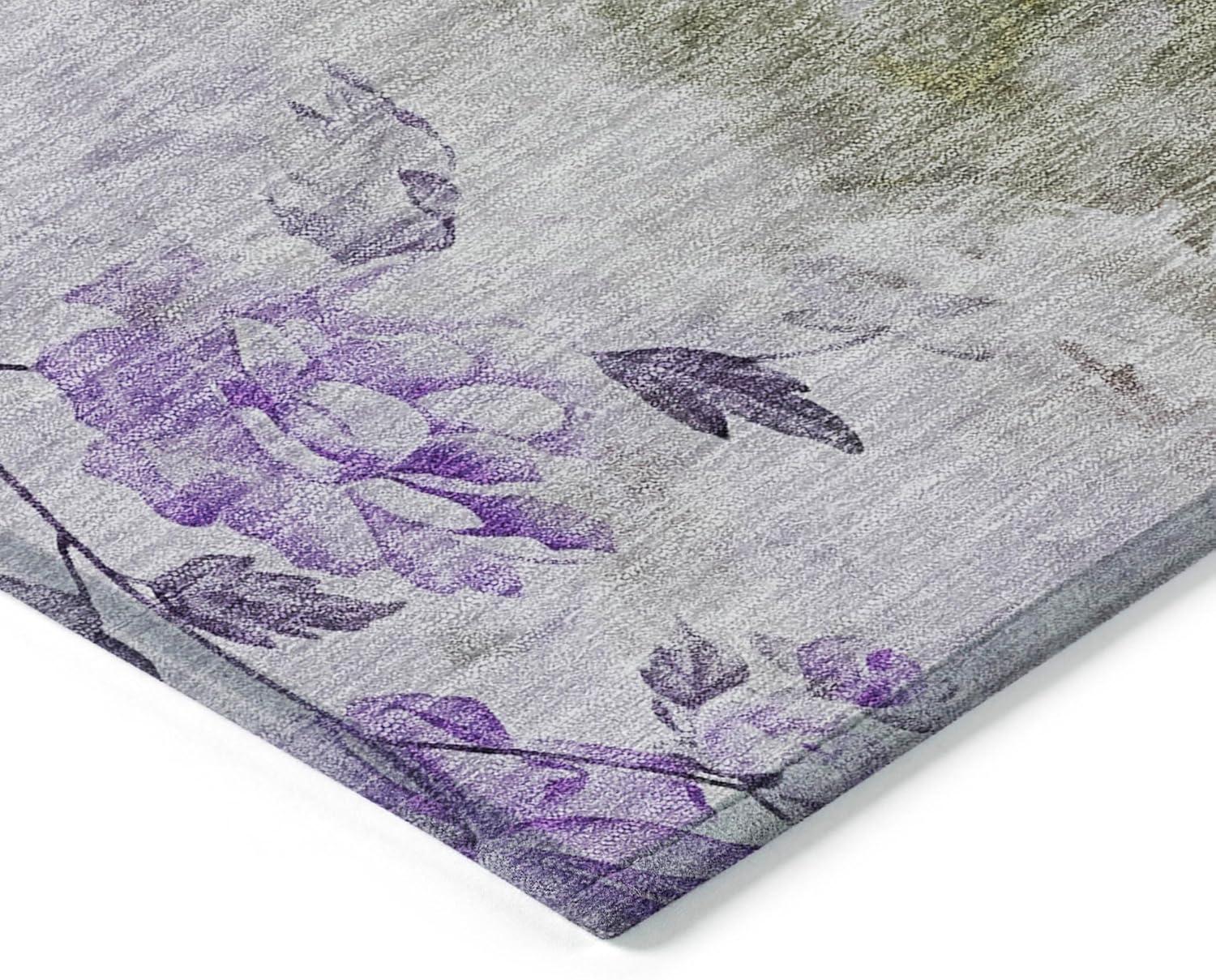 Addison Rugs Chantille Indoor/Outdoor Transitional Floral Purple Washable Rectangle Rug, 5' x 7'6"