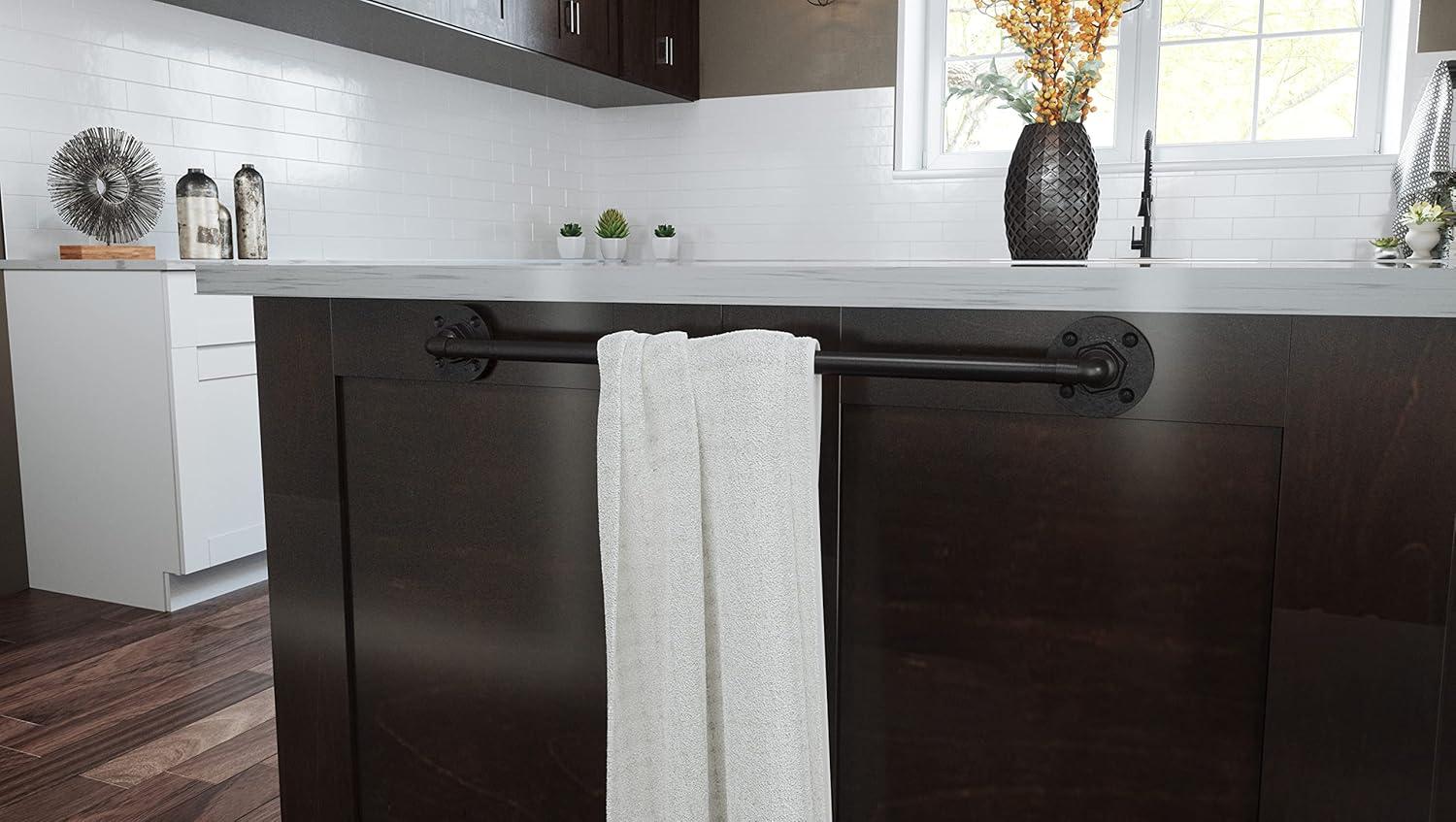 Kimball 24-Inch Satin Black Industrial Wall Mounted Towel Bar