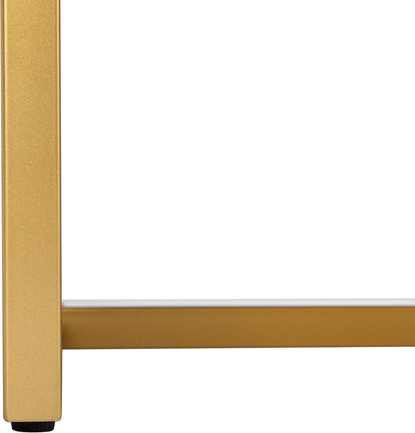 Estelle 36" White Contemporary 2-Drawer Nightstand with Brass Accents