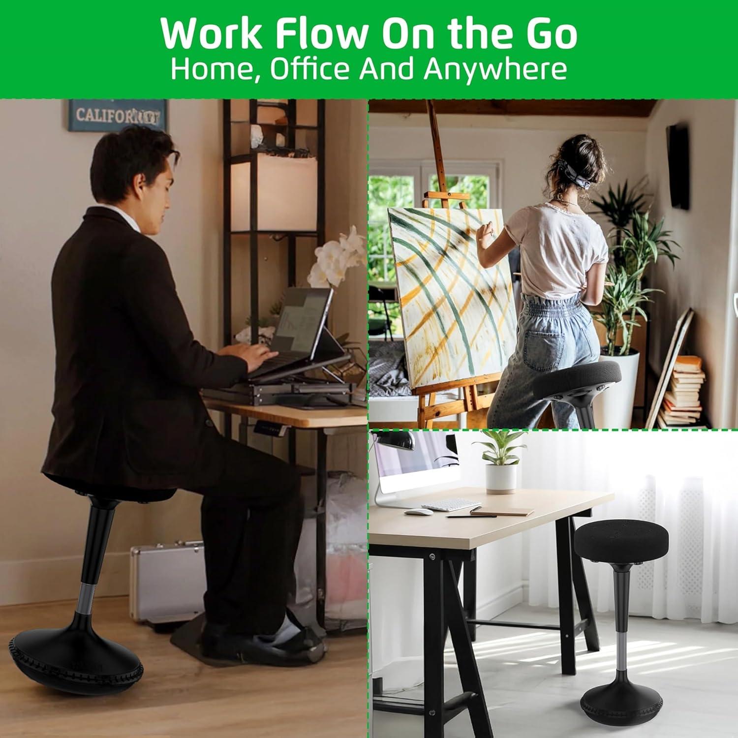 Wobble Taburete de Escritorio de Pie - Silla de Oficina Alta para Silla de Escritorio de Pie Taburetes Wobble para Asientos en el Aula Silla Addd Taburete Ajustable en Altura Taburete Activo de 23-33" para Escritorio de Pie Sillas Wobble