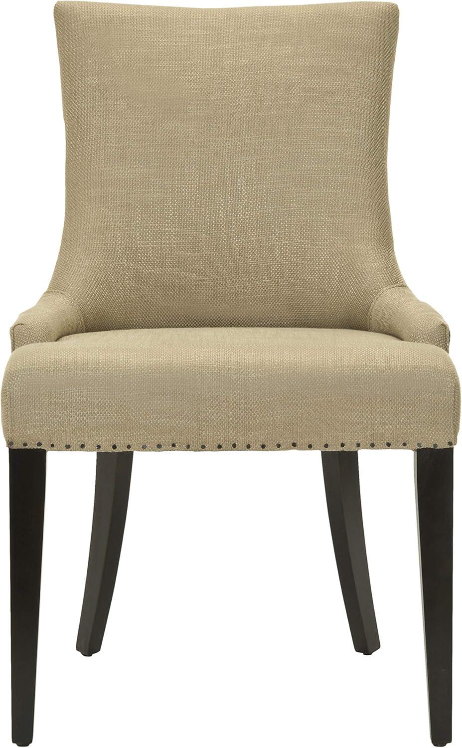 Becca 19''H Dining Chair with Silver Nail Heads - Cream/Leather - Safavieh
