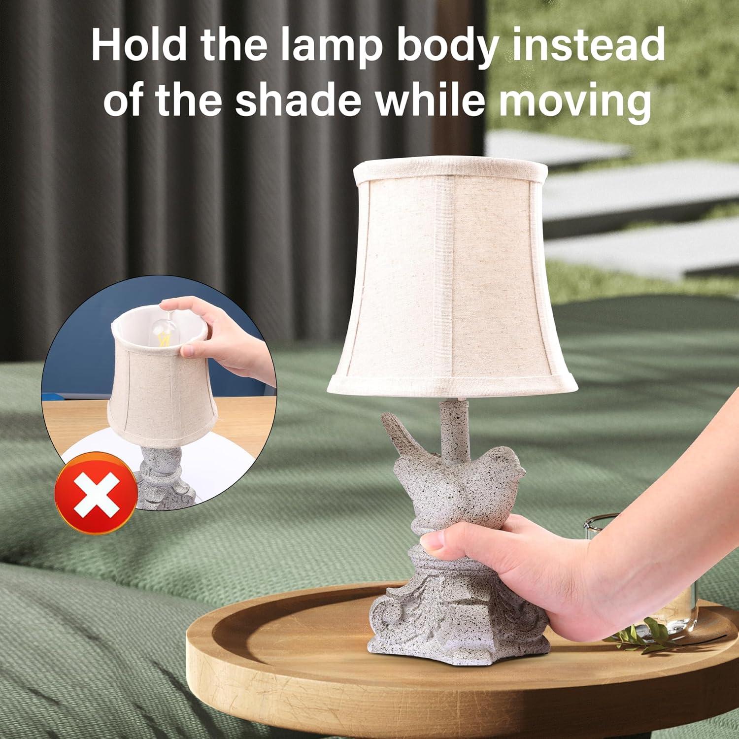 Ophelia & Co. Small Table Lamp Set Of 2 Farmhouse Table Lamps UL Bedside Nightstand Resin Lamps Bird Shape For Bedroom, Living Room, Rustic Vintage, Home Office