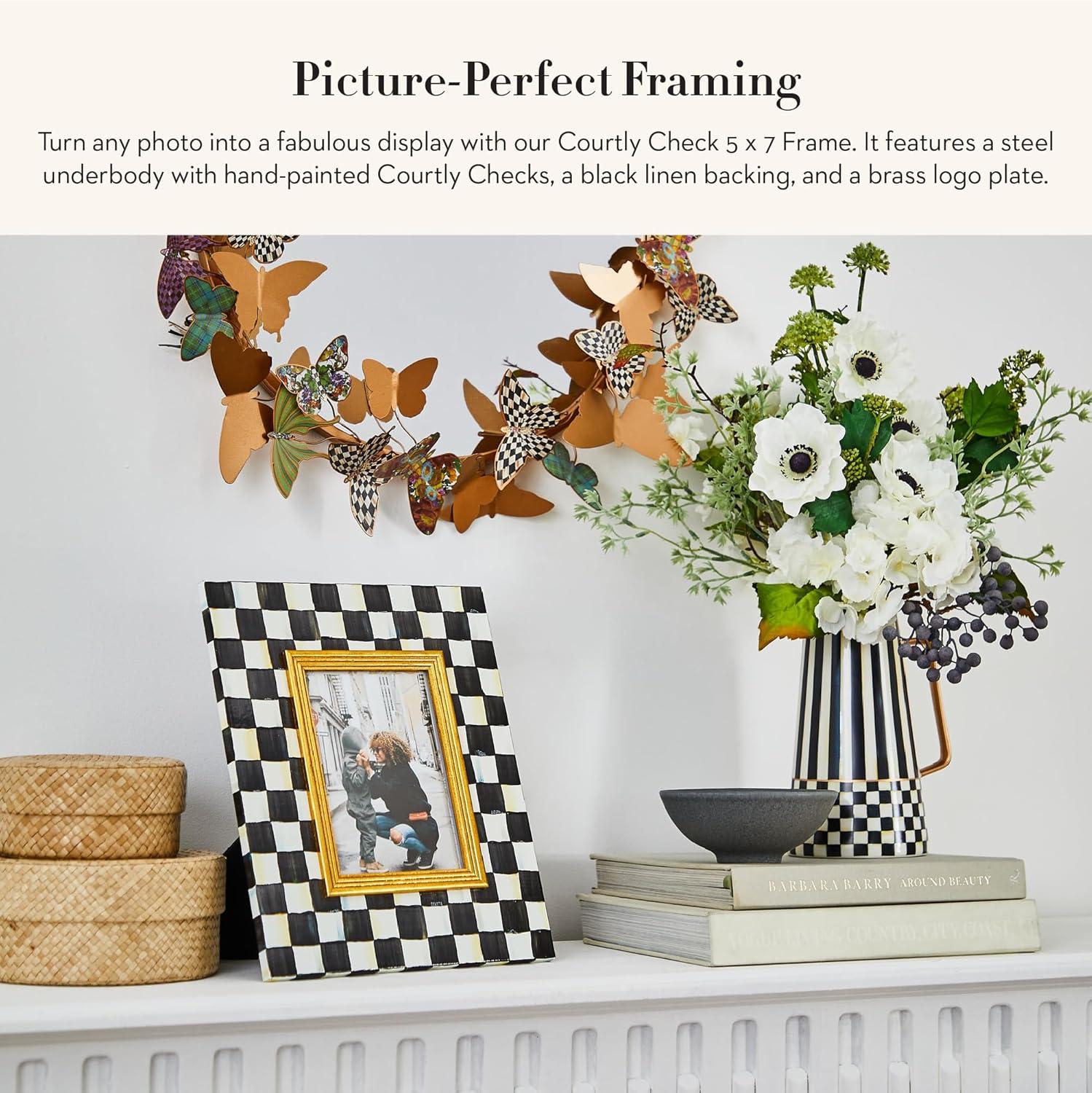 Classic Black and Gold 5x7 Checkered Enamel Photo Frame