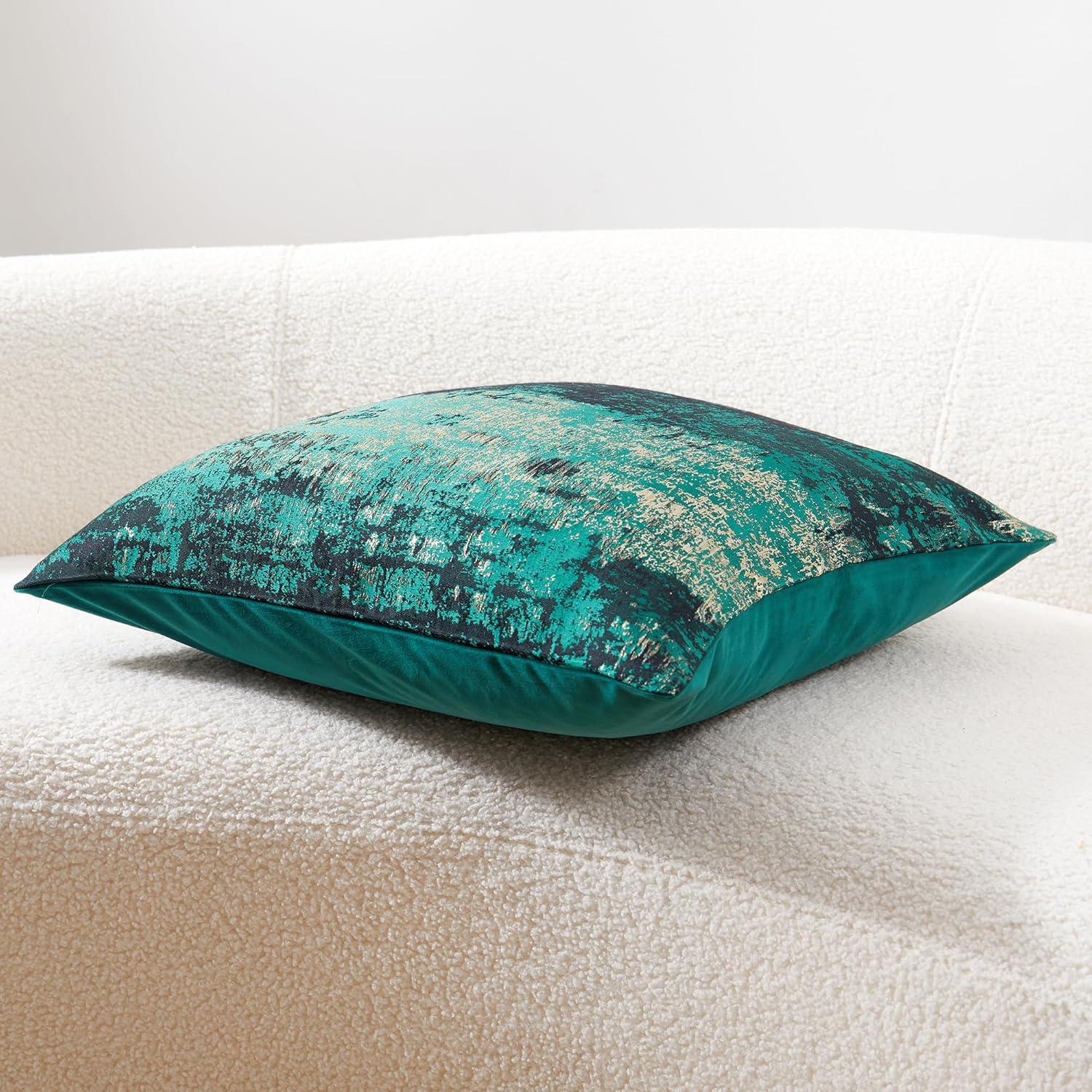 THE-TINOART Glam Jacquard & Velvet Throw Square Accent Pillow Cover 20"x20" 1Piece