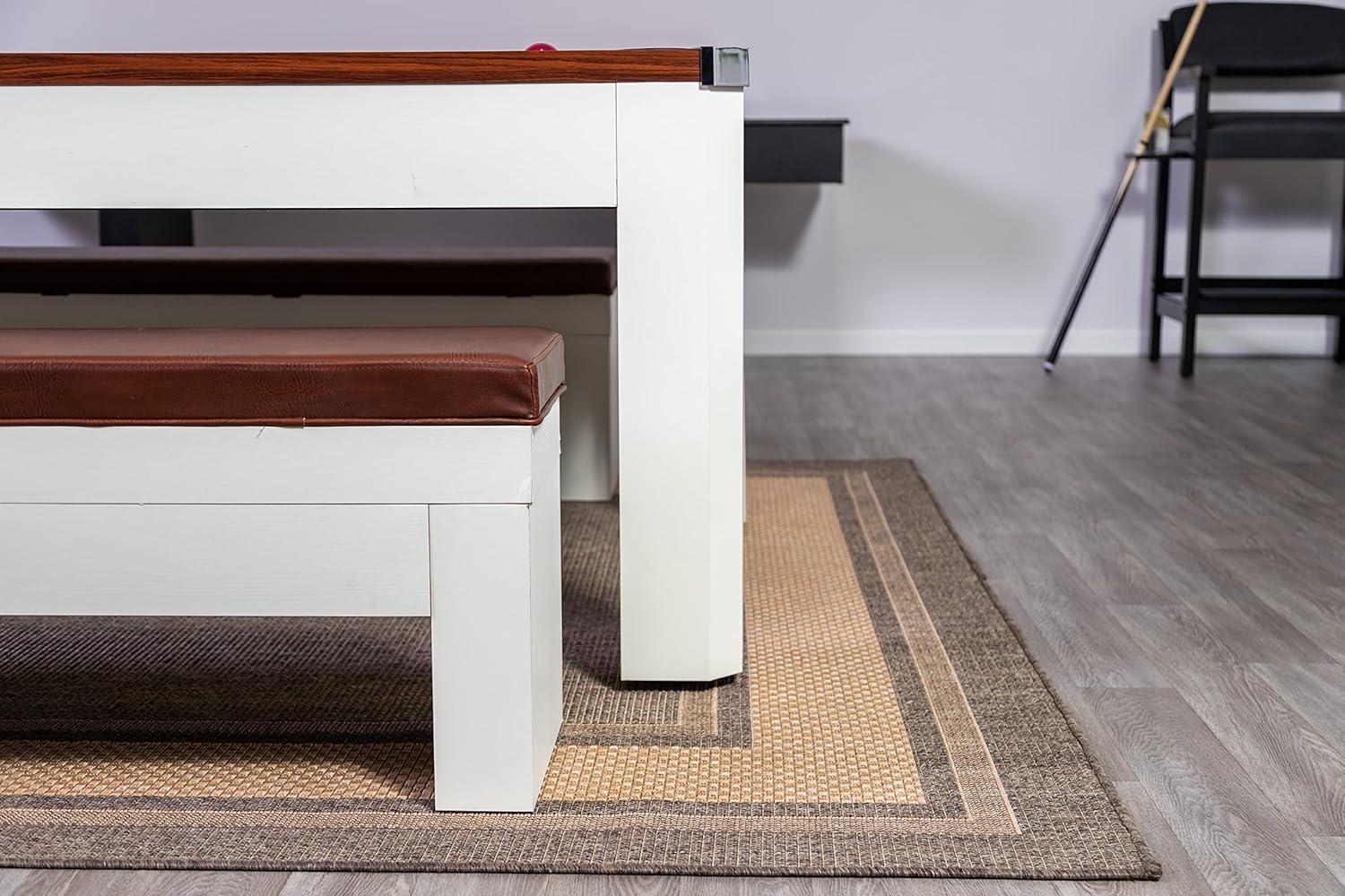 Hathaway Newport Stylish 7 Ft Multi Game Pool Table Combo with Dining Top and Ping Pong – Includes Benches for Home Storage and Accessories