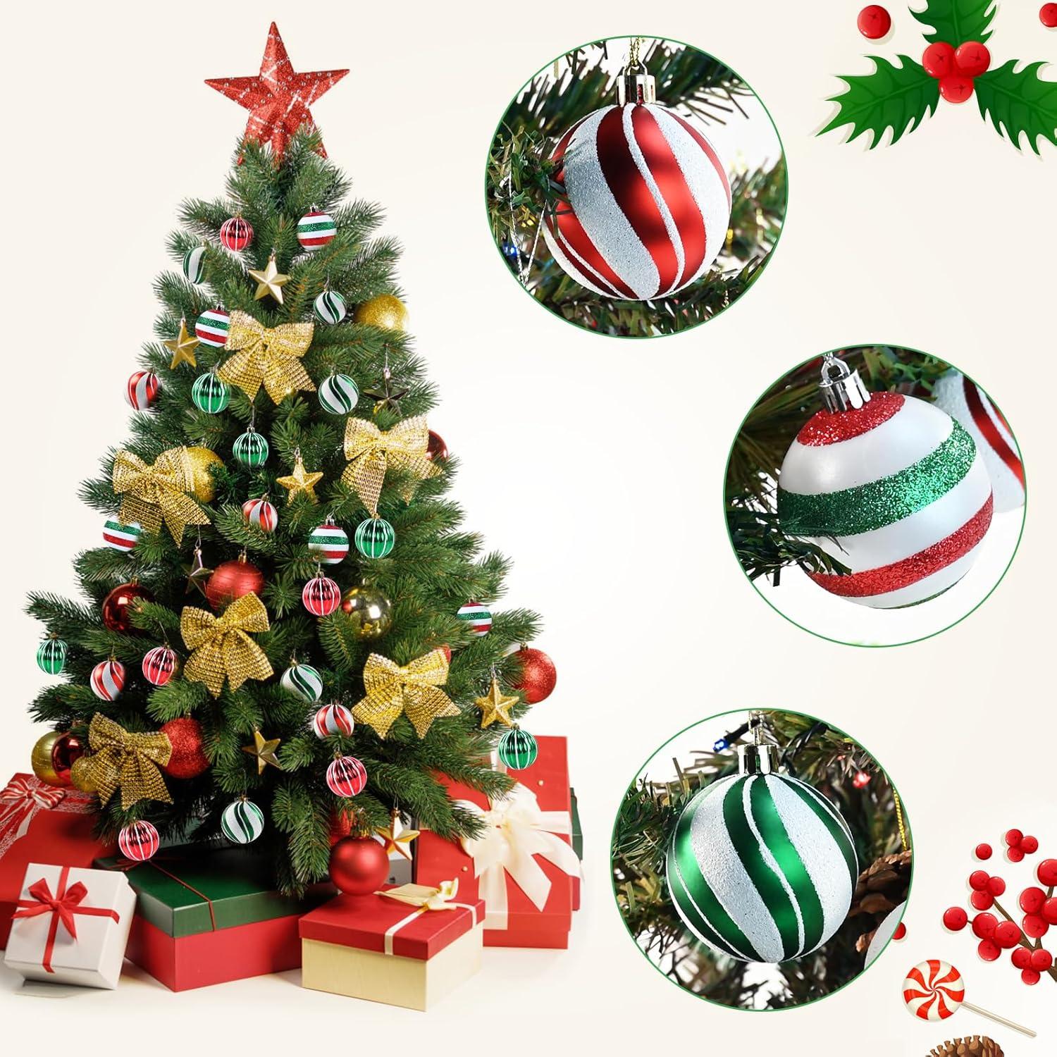 30PCS Christmas Balls Ornaments Set, Shatterproof Holiday Festive Wedding Seasonal Hanging Ornaments Christmas Tree Decoration
