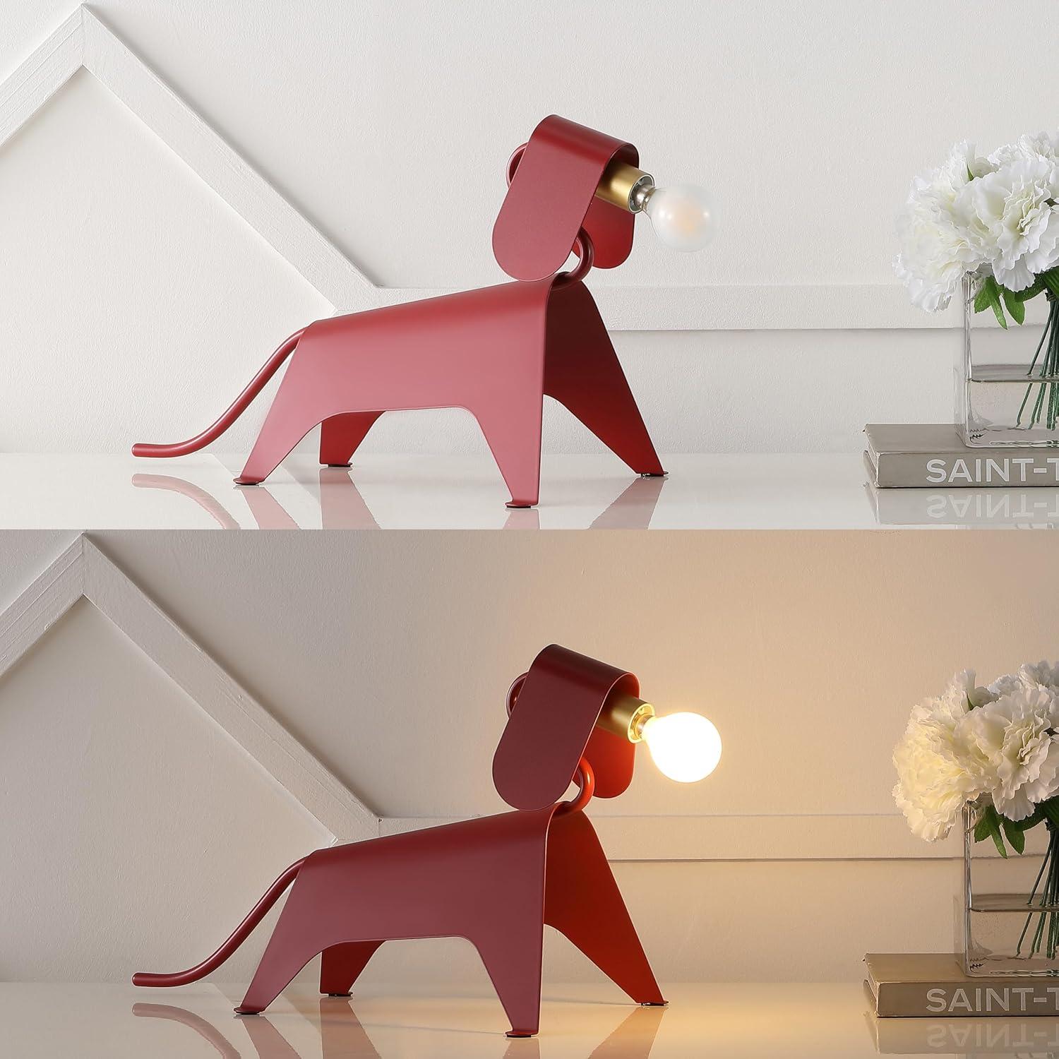 Red Modern Industrial Iron Canine LED Kids' Lamp