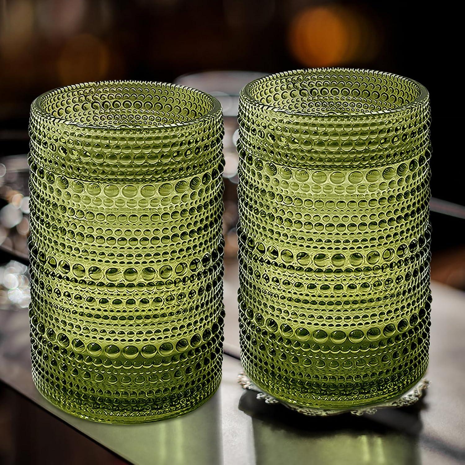 Vintage Glassware Drinking Glass Set of 6, Nailhead Glass