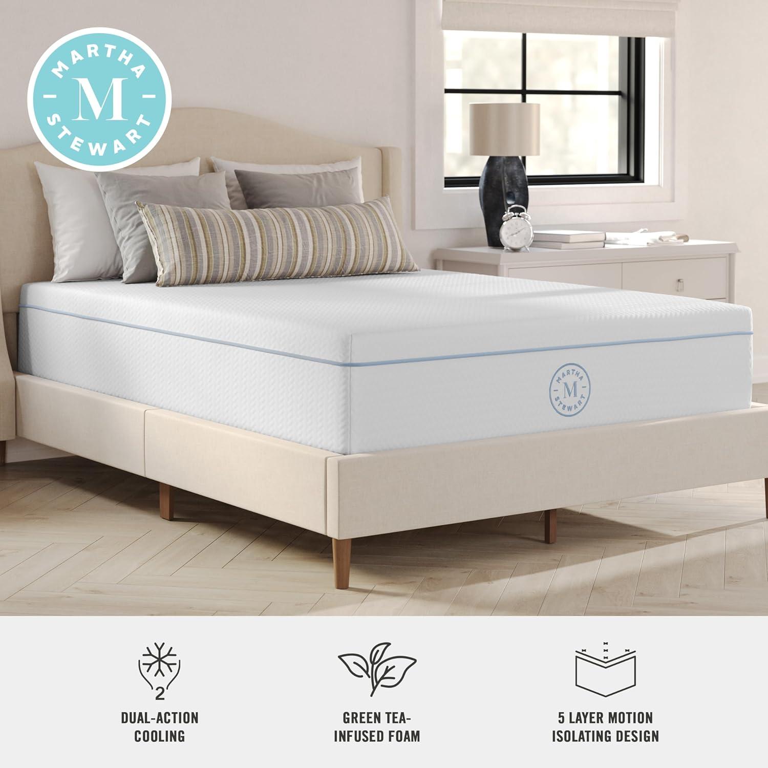 Martha Stewart SleepComplete Medium Support Dual-Action Green Tea Cooling Memory Foam Mattress