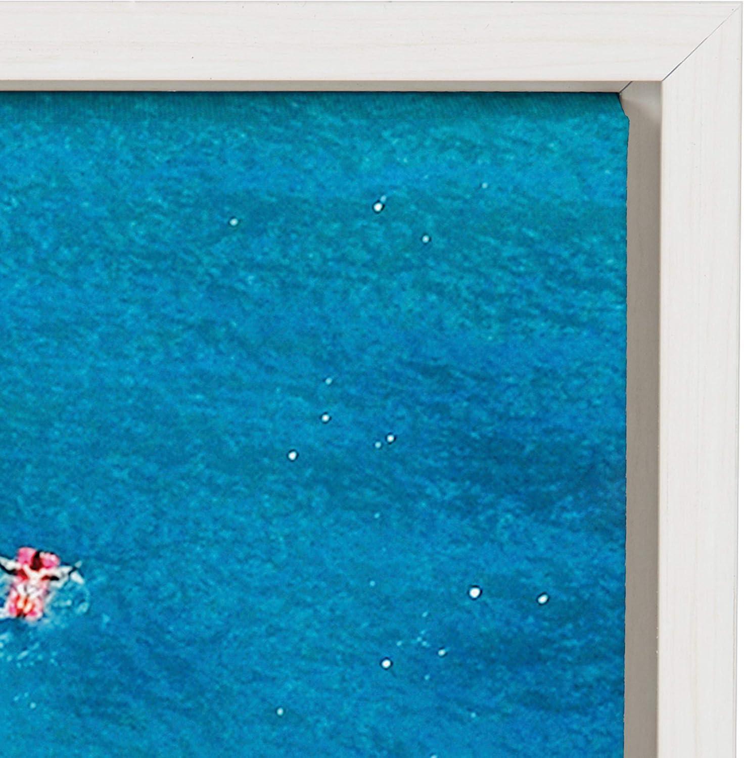 DesignOvation 23" x 33" Sylvie Tropical Beach Framed Canvas by Simon Te White : Modern Ocean Wall Art, Aerial View Print