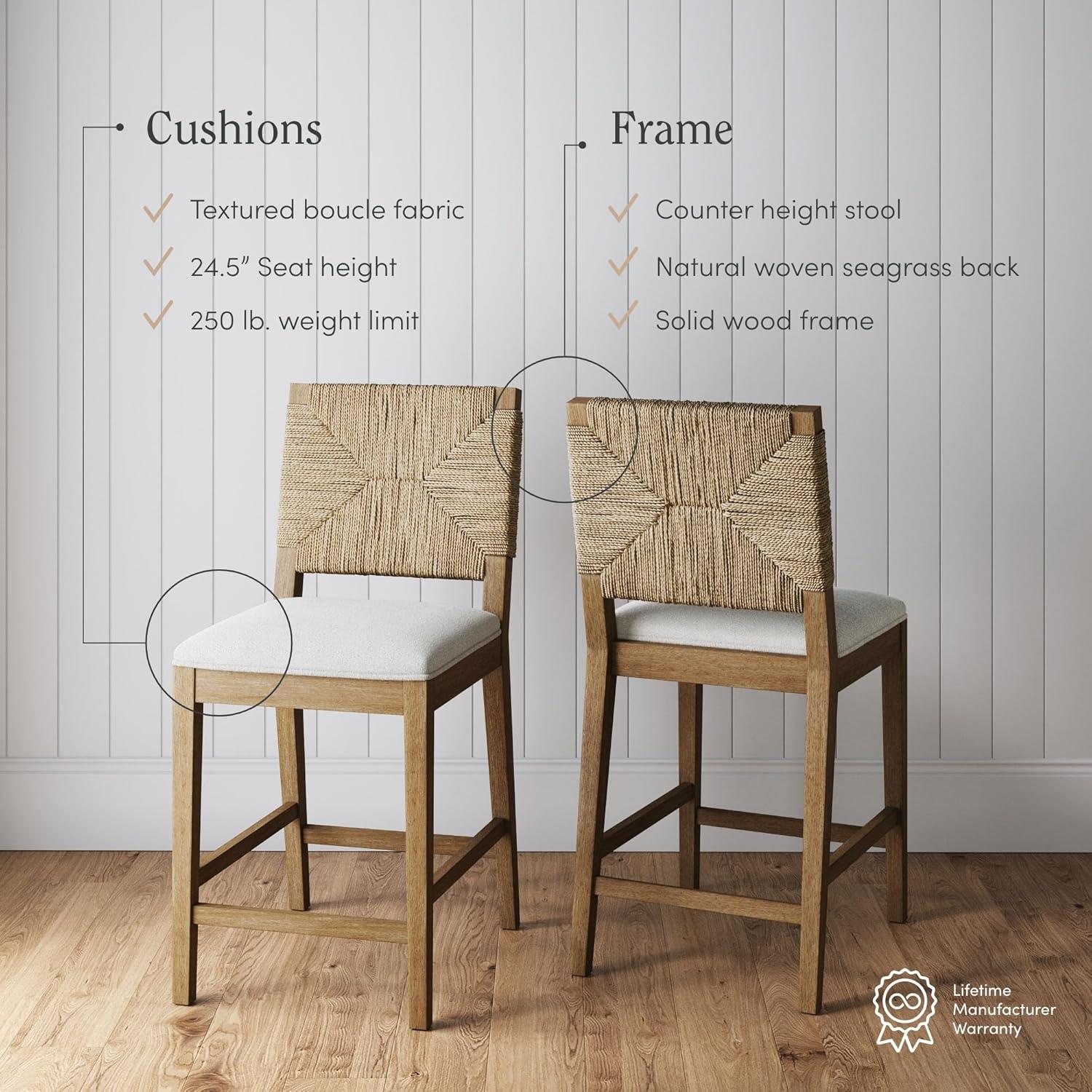 Nathan James Beacon Upholstered Counter Stool with Solid Wood Frame