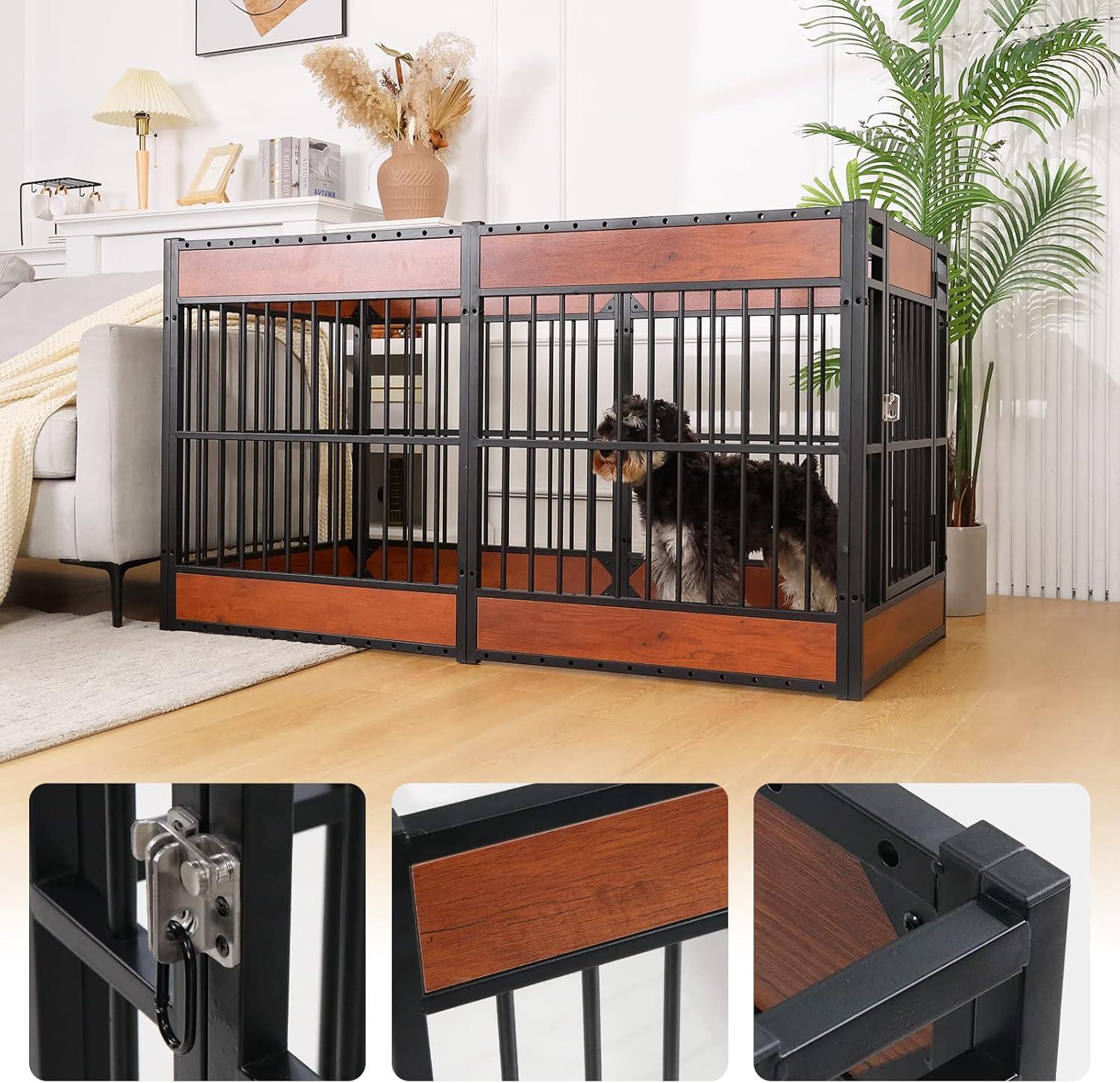 Mahogany and Black Heavy Duty Dog Playpen, 31.5" Height