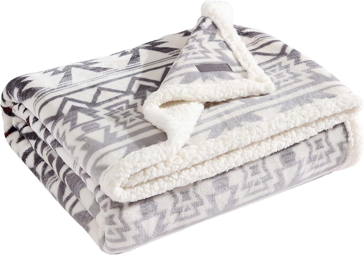 Eddie Bauer Printed Plush Fleece/Sherpa Throw Blankets