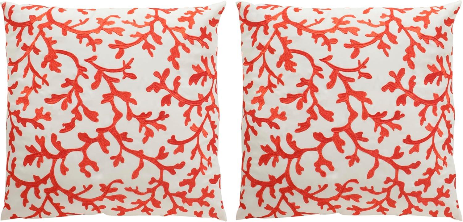 Safavieh Coral All Over Soleil 20" Candy Red Outdoor Pillow, Set of 2