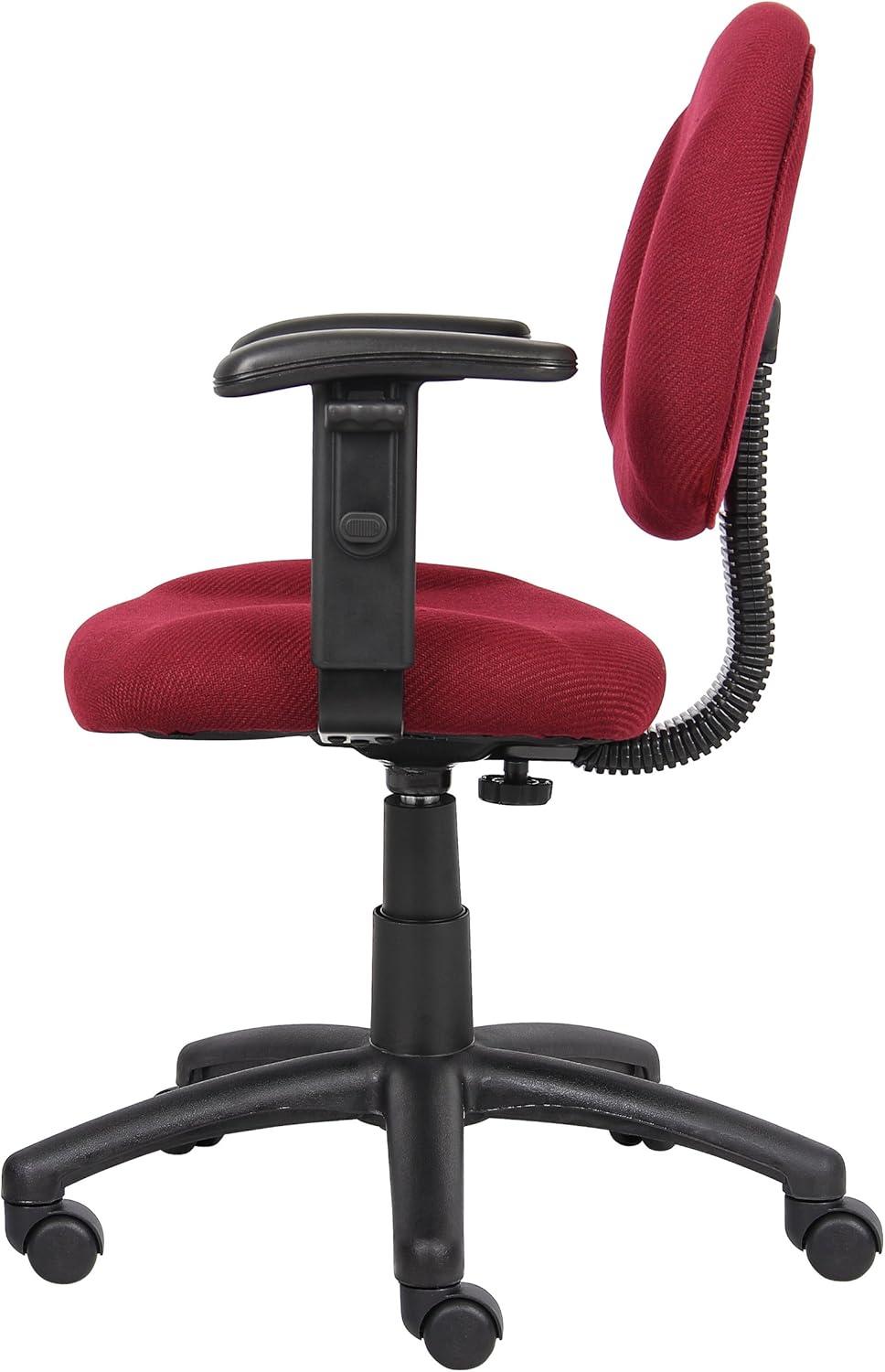 Ergonomic Executive Swivel Chair in Rich Burgundy with Adjustable Arms