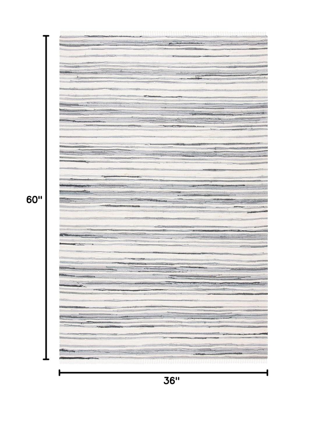 Rag Rug RAR126 Hand Woven Indoor Accent Rug - 3'x5' - Ivory/Grey - Safavieh