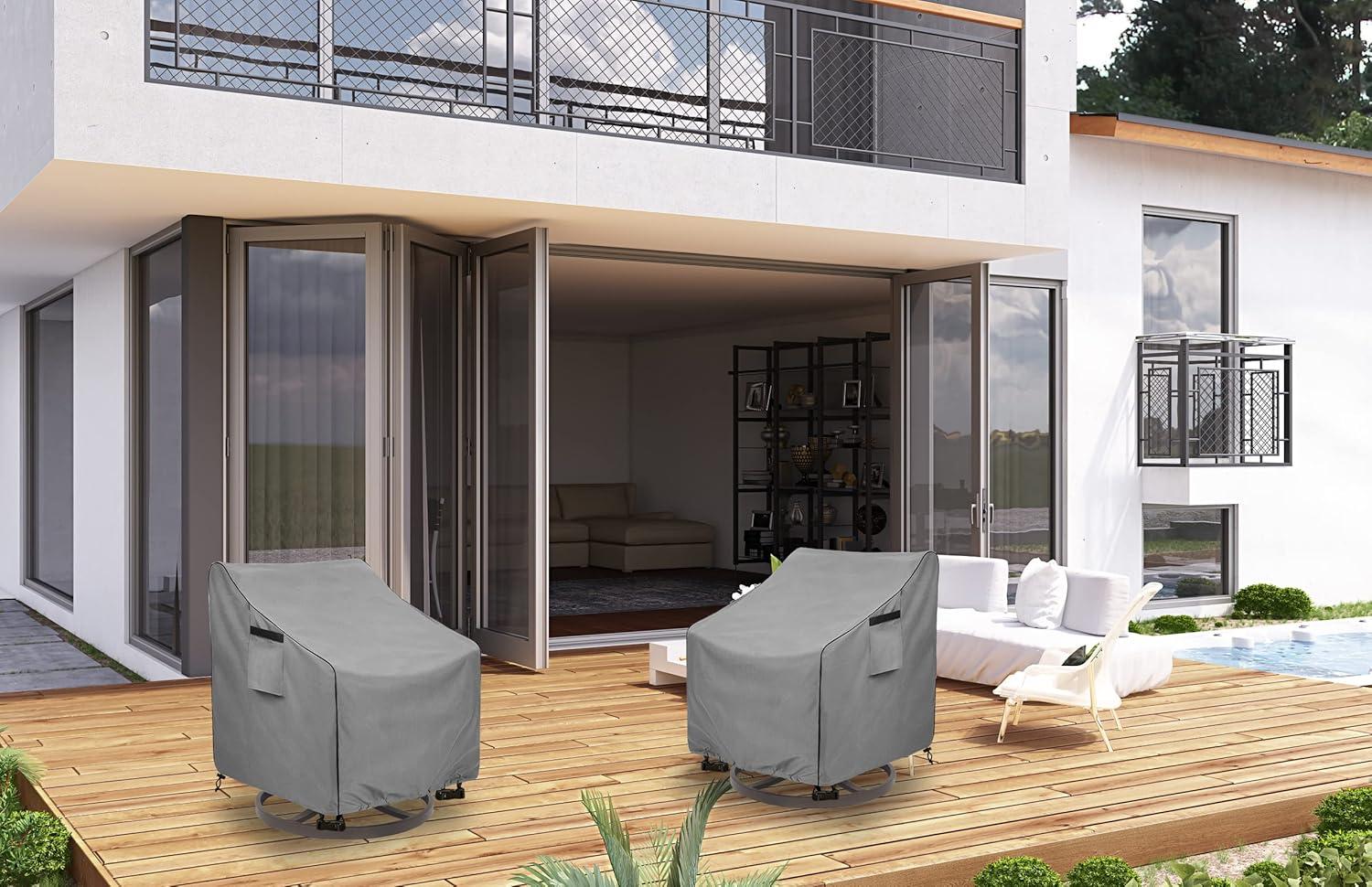 Okcool Outdoor Swivel Chair Cover 2 Pack,Outdoor Furniture Patio Chair Covers Waterproof Clearance,(30" W x 34" D x 38.5" H) Outdoor Lawn Patio Furniture Covers,Grey