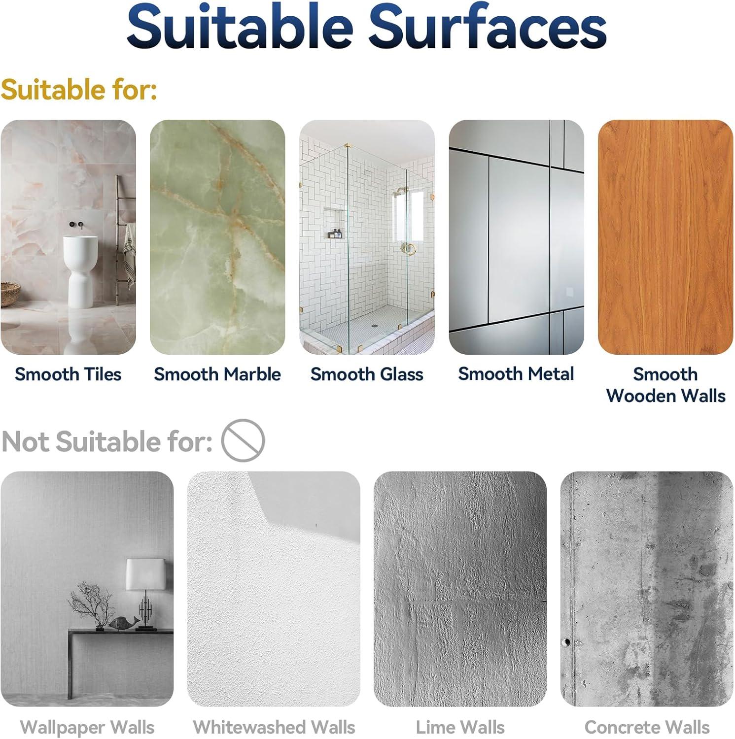 Rebrilliant 3-Pack Corner Adhesive Shower Caddy with Soap Holder & 12 Hooks, Stainless Steel