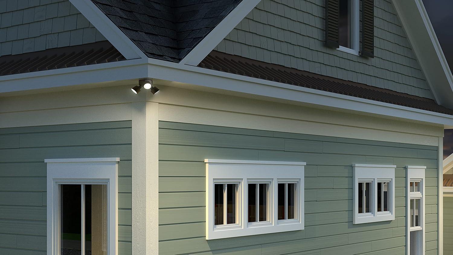 Lithonia Lighting 2 - Head Hardwired Dusk to Dawn Outdoor Security Flood Light with Motion Sensor