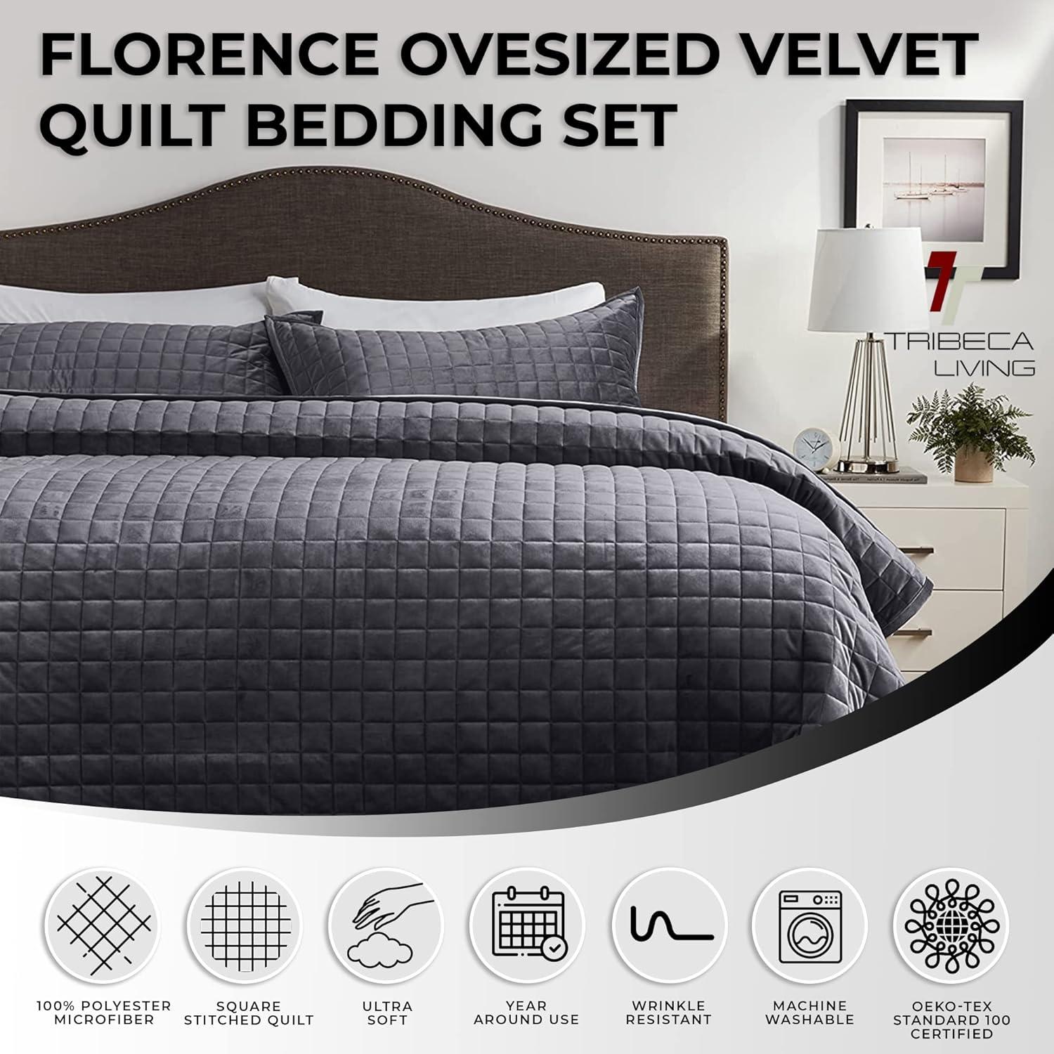 Florence Velvet Oversized Quilt Set - Tribeca Living