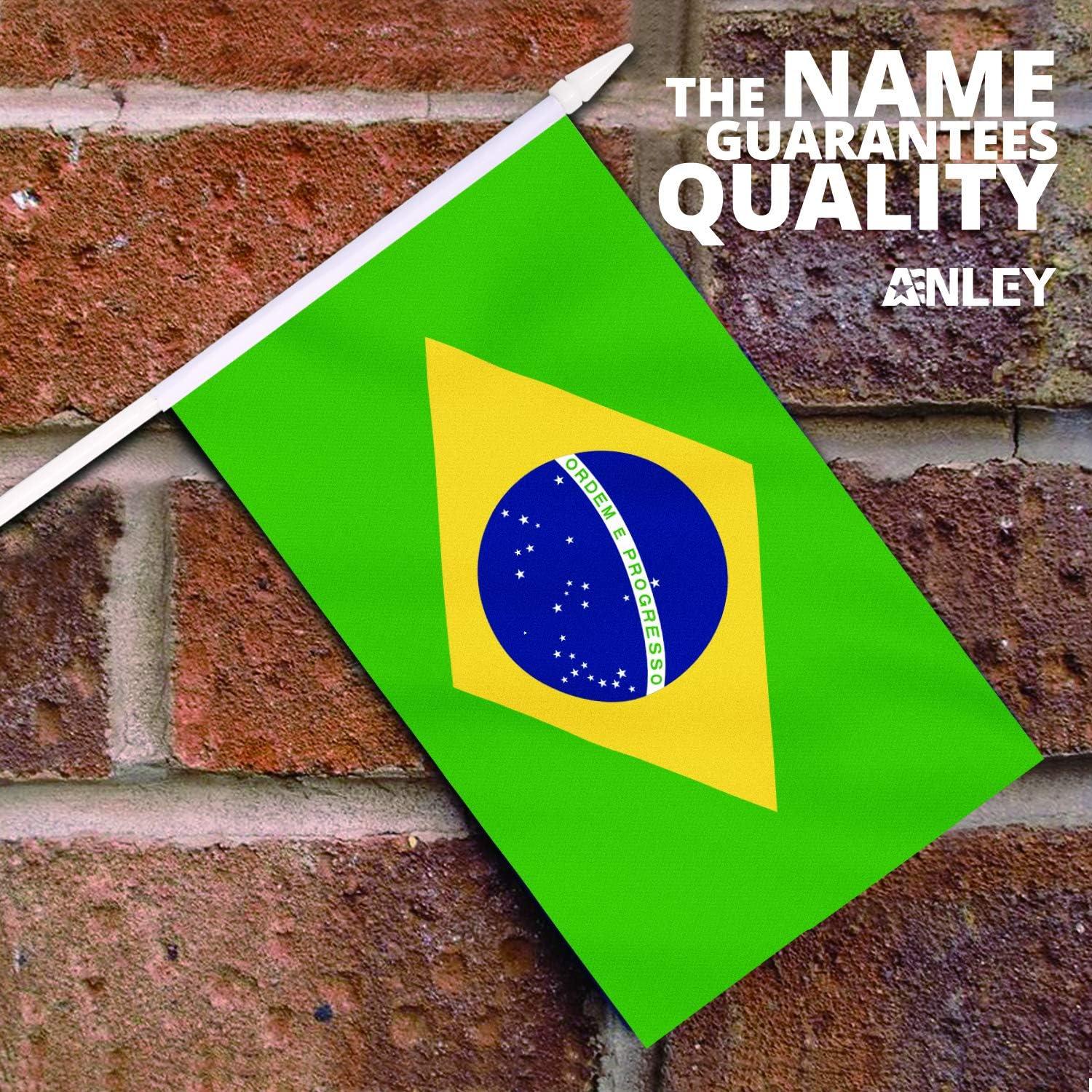 Anley Brazil Mini Flag 12 Pack - Hand Held Small Miniature Brazil Flags