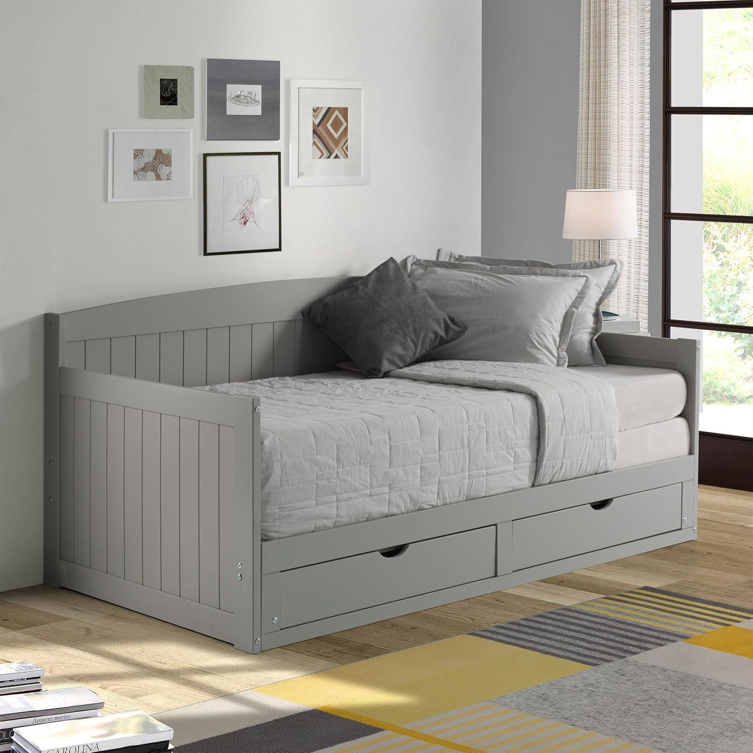 Alaterre Furniture King Harmony Kids' Daybed with Conversion Dove Gray