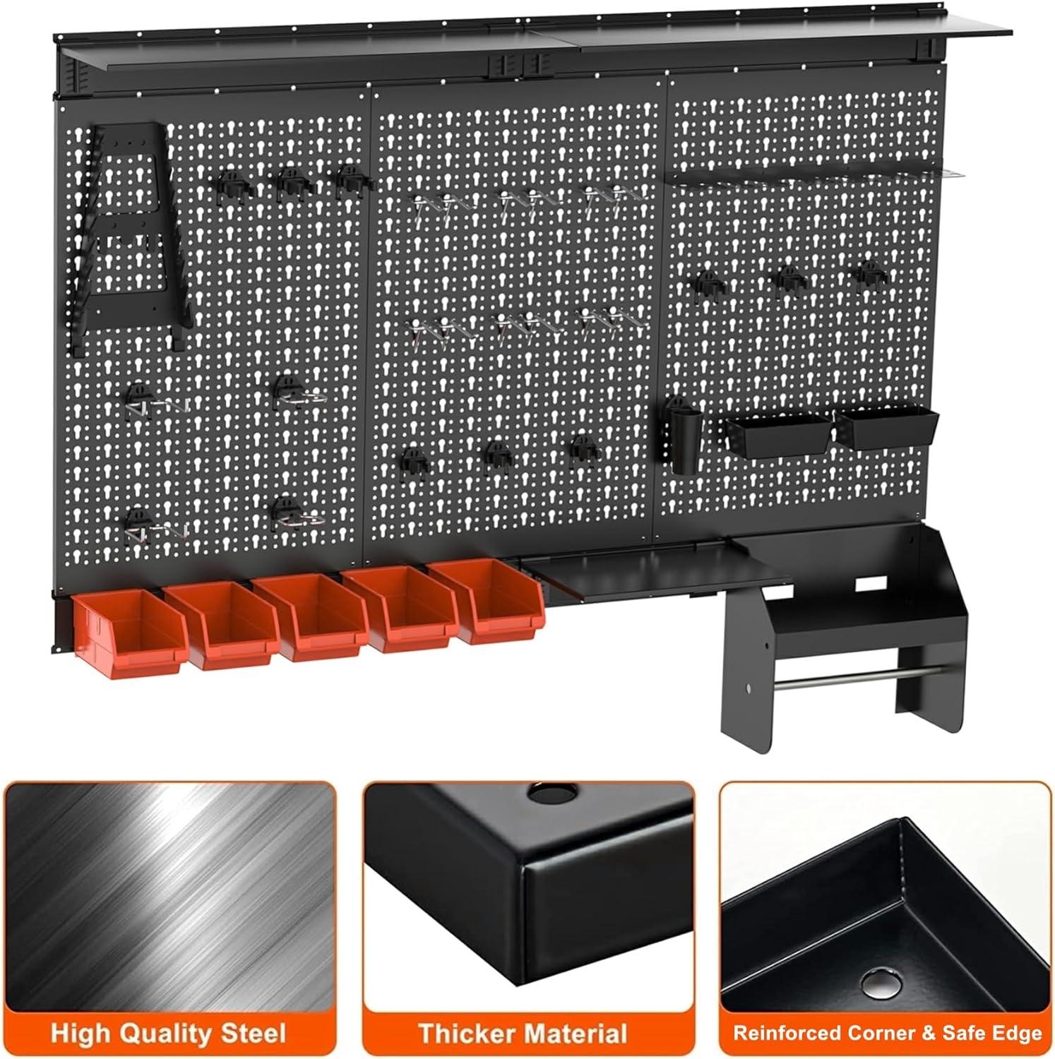 Metal Pegboard Wall Organizer – 4ft Wide