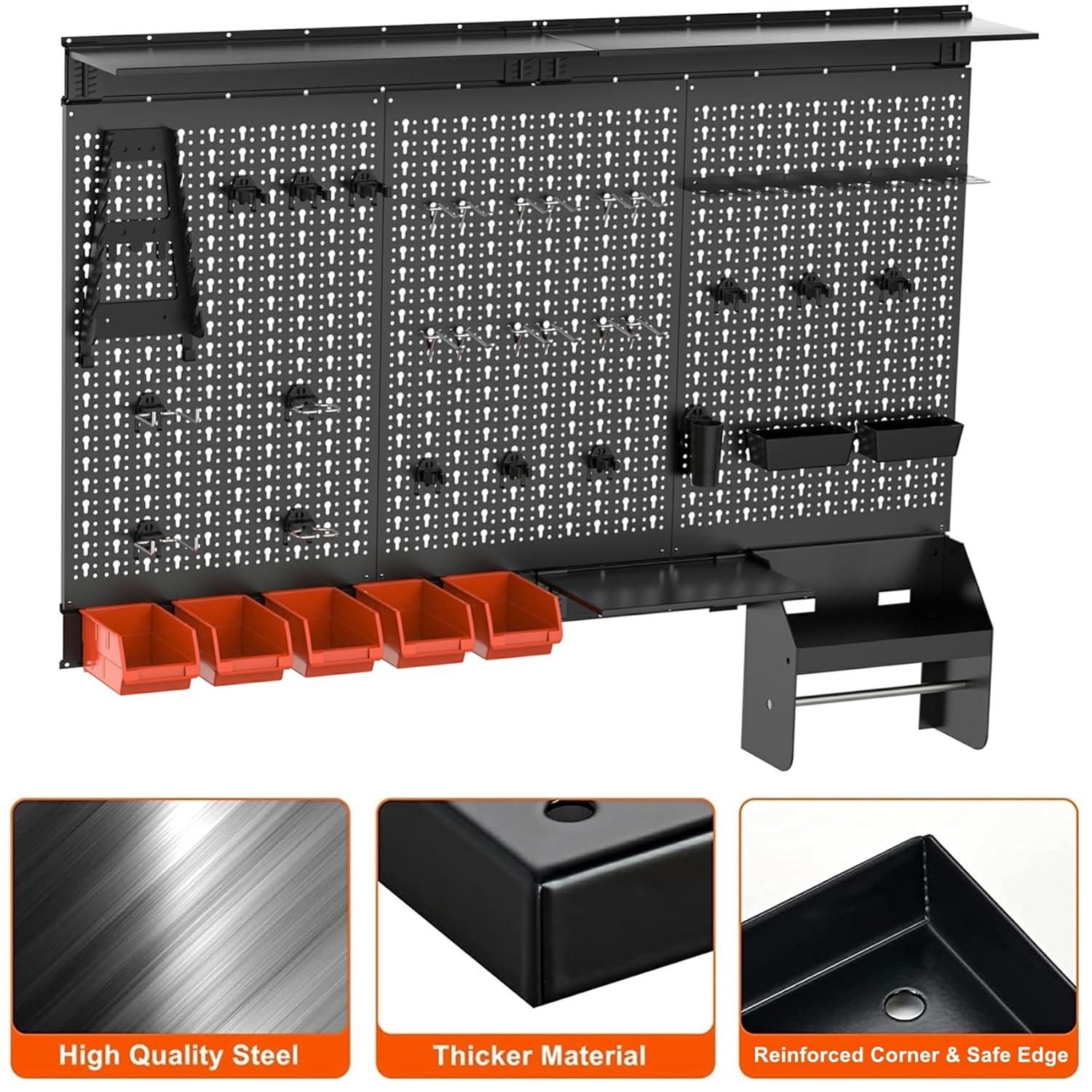 Metal Pegboard Wall Organizer – 4ft Wide