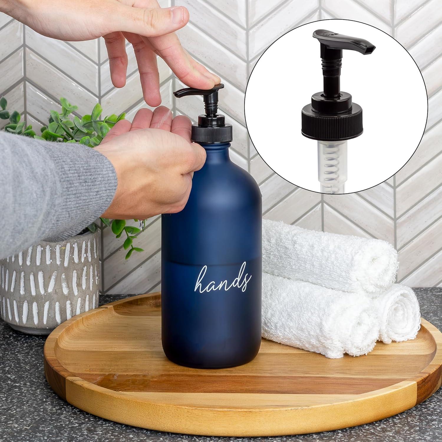 Cornucopia Brands 28-400 Replacement Pumps for Soap Dispensers/Lotion Bottles 6pk; Black Plastic w/ Long 8IN Dip Tubes