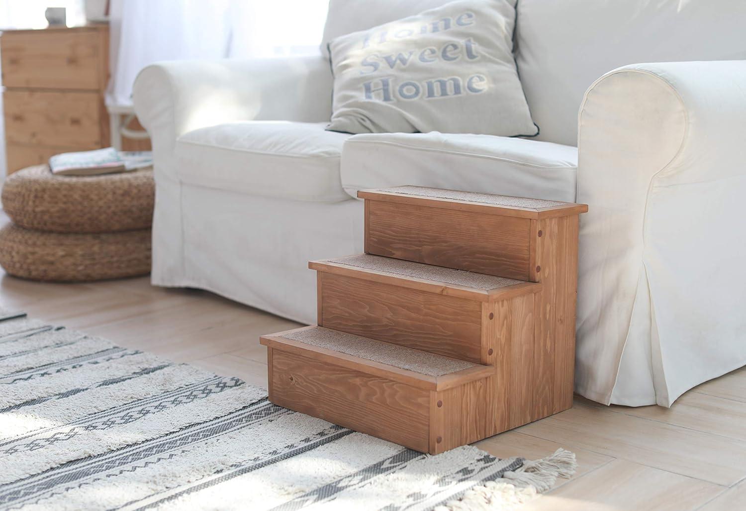 Canadian Hemlock Wooden Pet Stairs with Storage