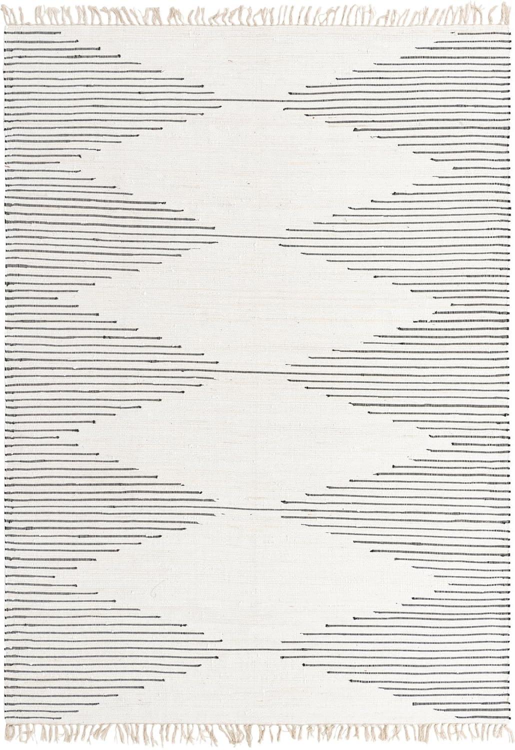 Unique Loom Chindi Cotton Collection Area Rug - Briah (8'  x 11' Rectangle White/Black)
