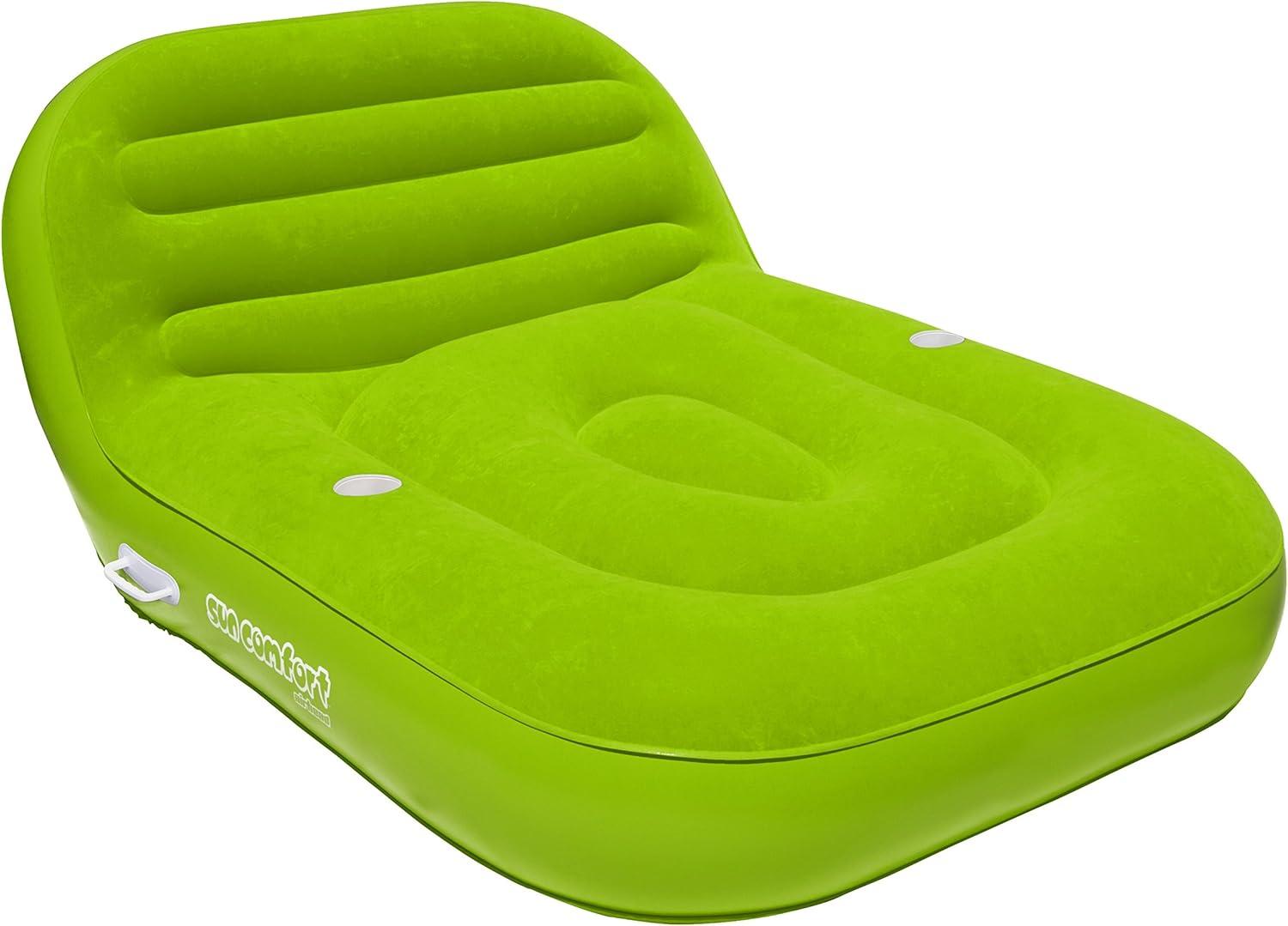 Lime Green Suede Double Chaise Lounge Pool Float