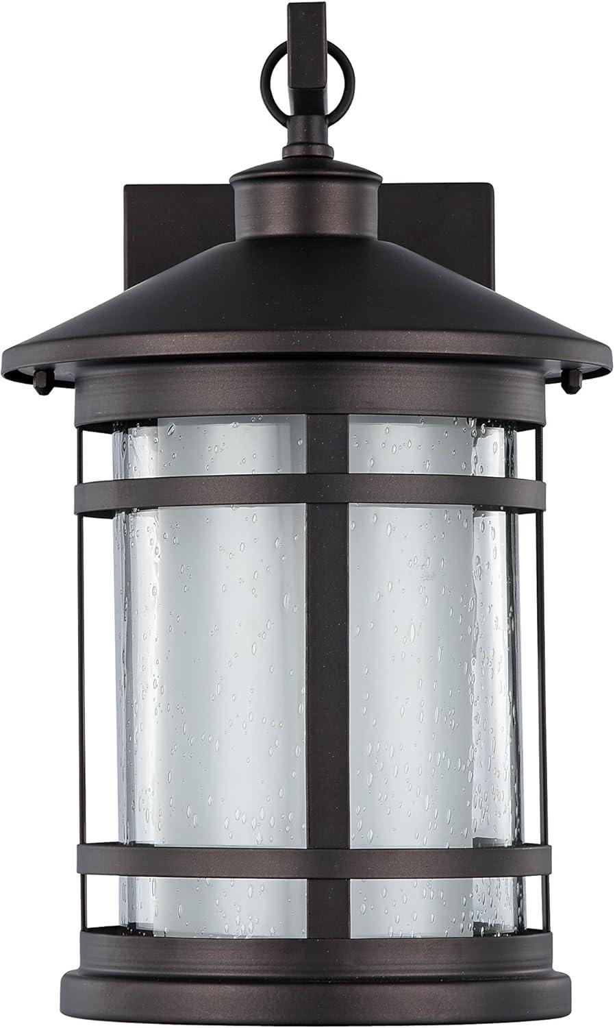 Transitional Etched Glass & Oil-Rubbed Bronze Outdoor Sconce, 14" Height