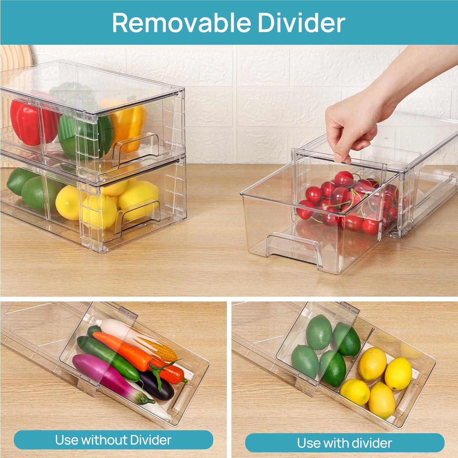 Clear Stackable Acrylic Storage Drawers with Handles, 4 Pack