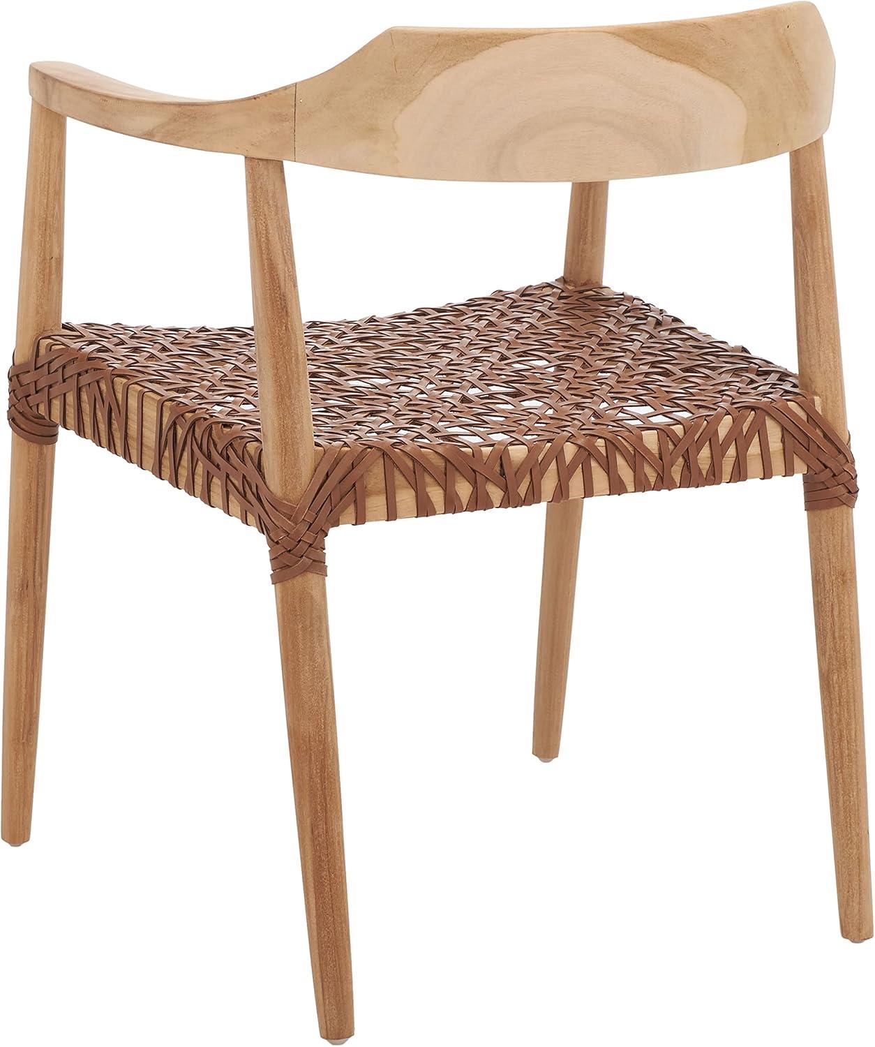 Munro Leather Woven Accent Chair  - Safavieh