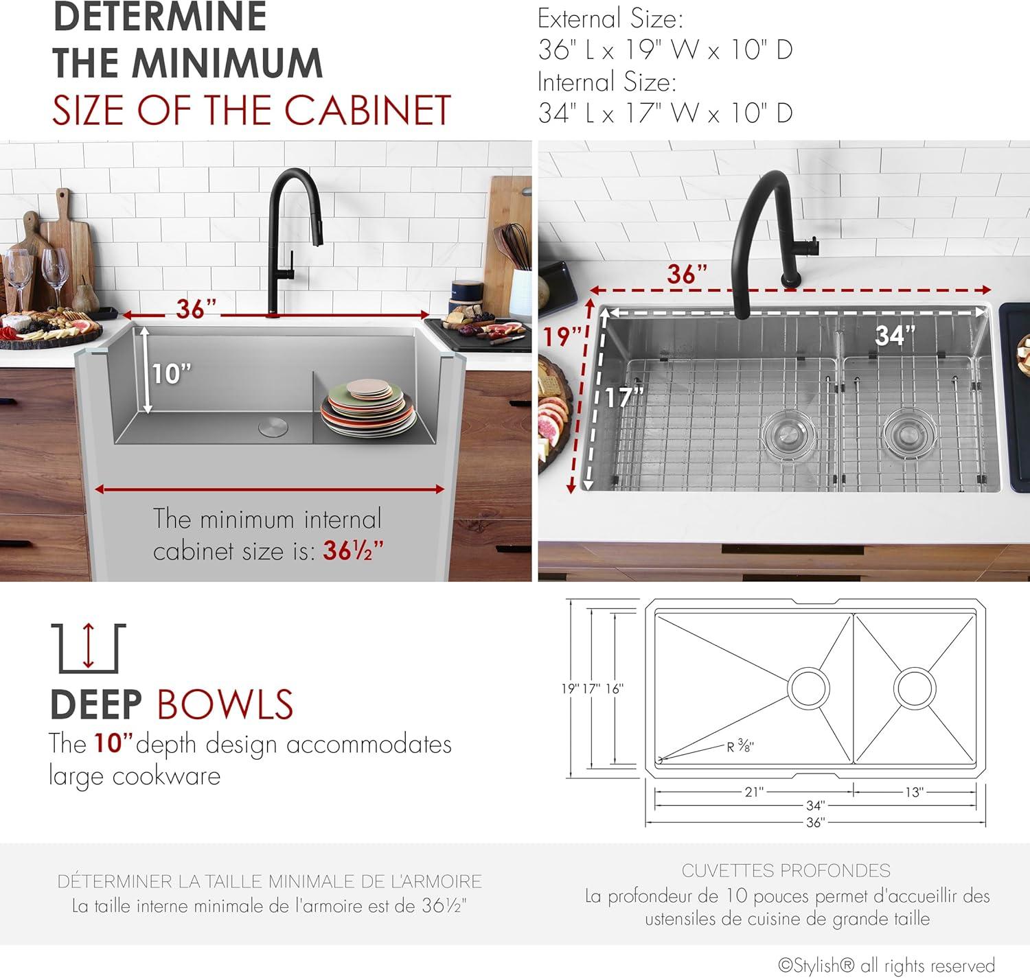 Versa STYLISH 42 inch Stainless Steel Workstation 70/30 Double Bowl Undermount Kitchen Sink with Accessories included