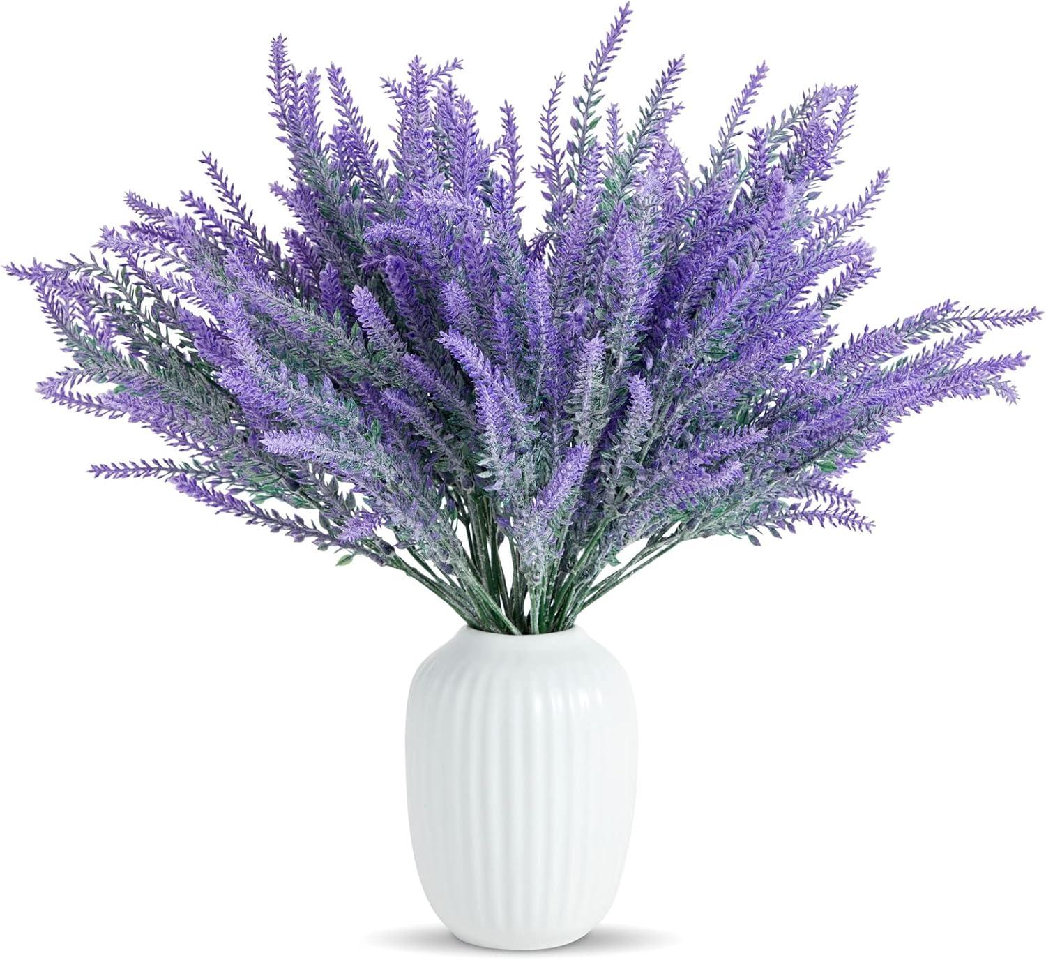 Juvale 12 Bundles Artificial Lavender Flowers for Bouquets, Fake Wild Stems for Wedding, Faux Table Centerpieces (14x2x3 in)